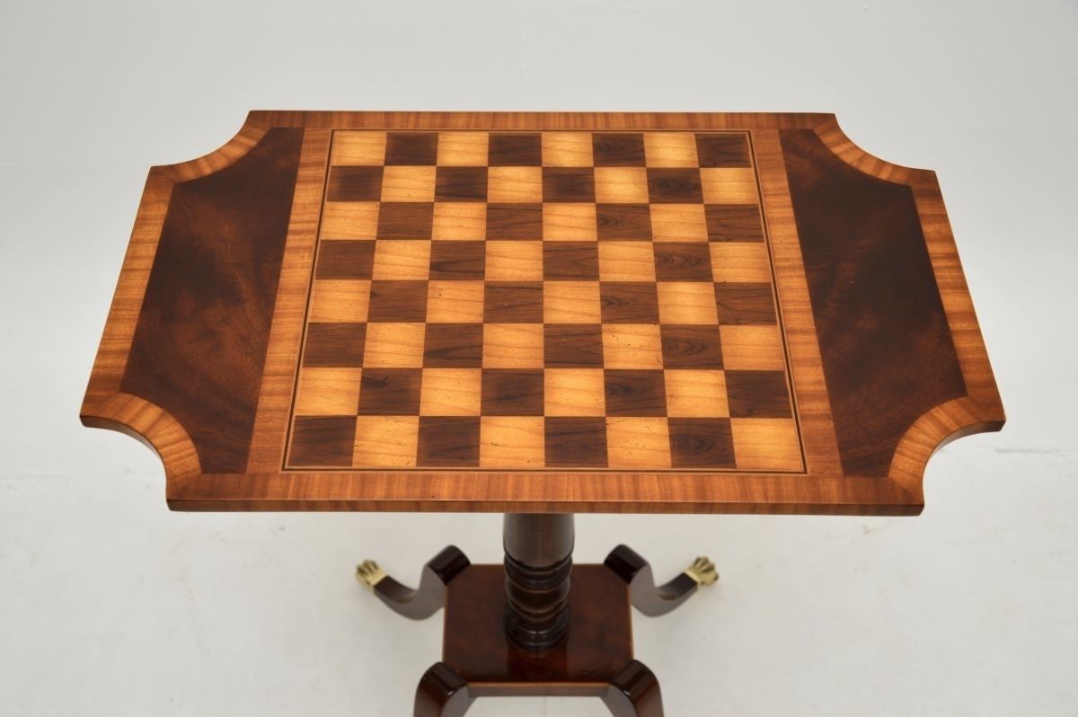 Antique Regency Style Inlaid Mahogany Chess Table photo buy