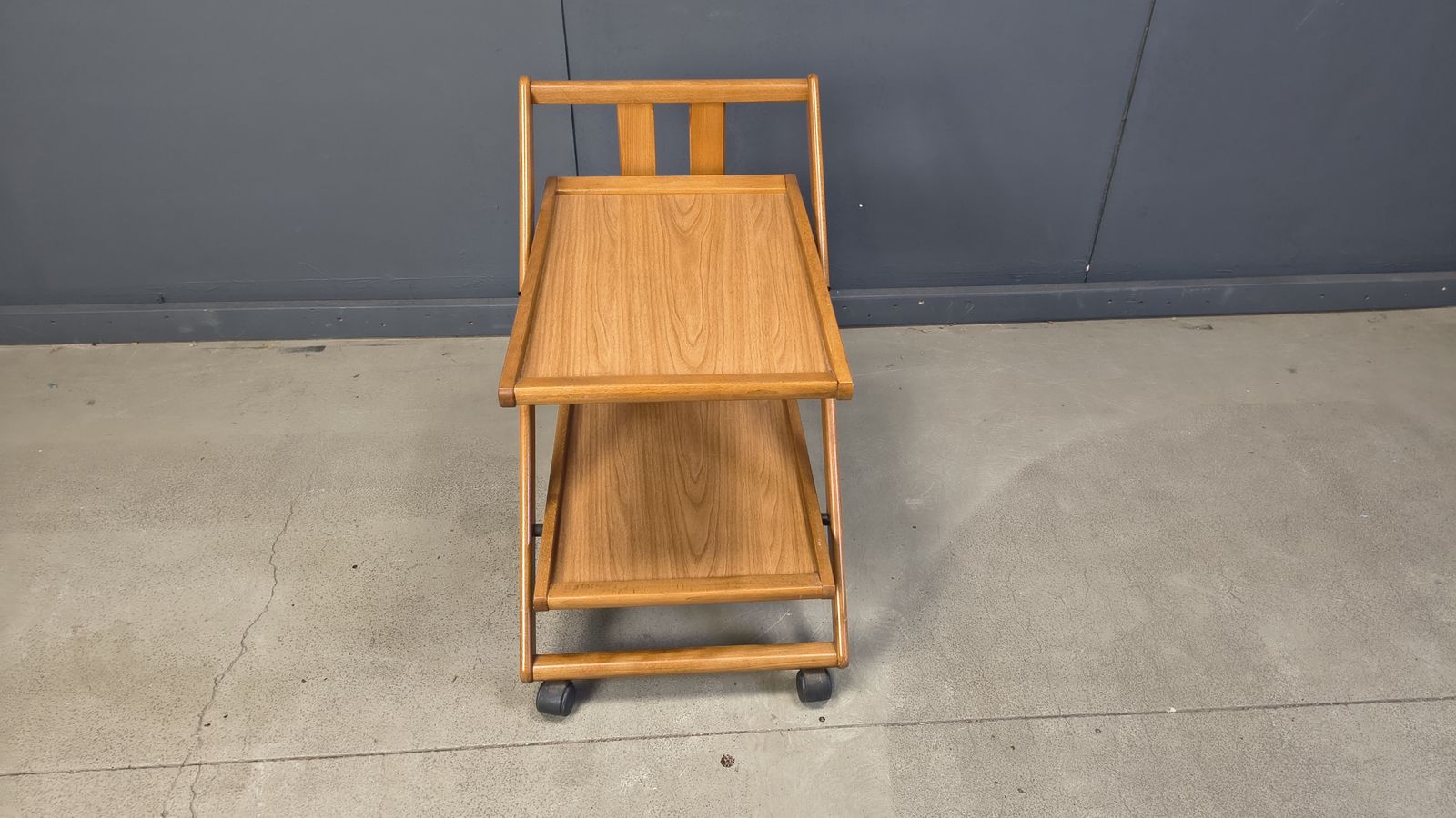 Vintage Italian Foldable Wooden Serving Cart, 1980s photo 450.0