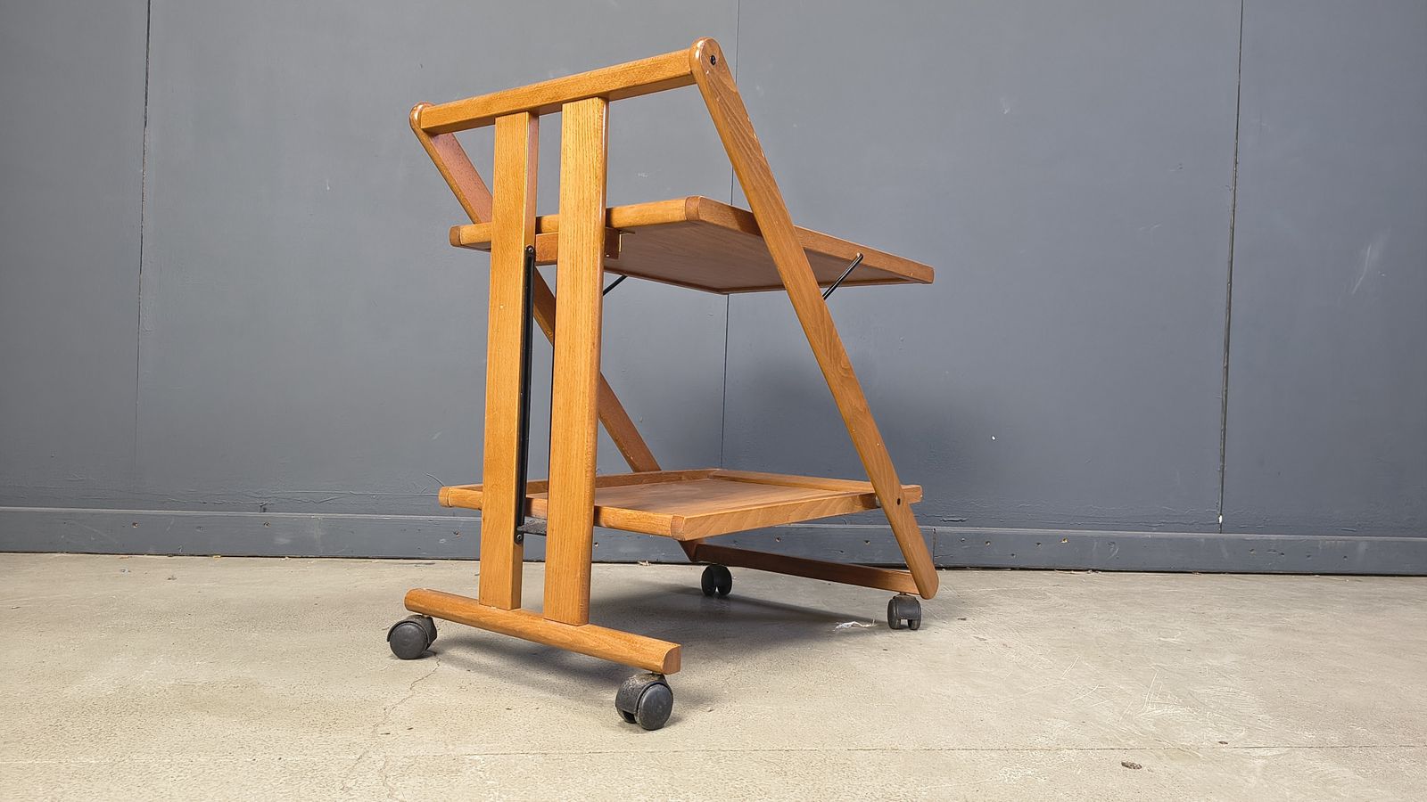 450.0 Vintage Italian Foldable Wooden Serving Cart, 1980s photo