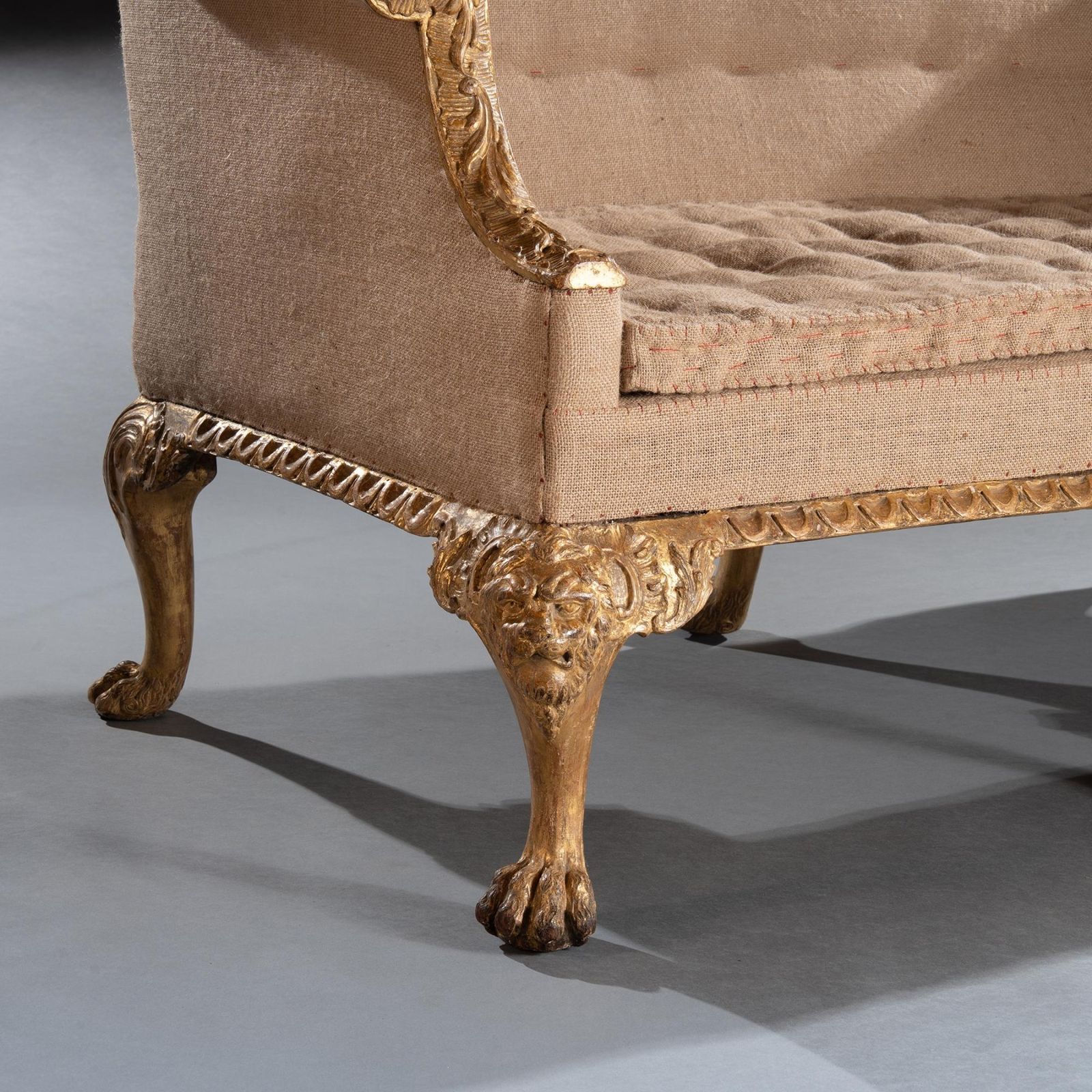 George II Giltwood Sofa On Lion Mask Hairy Paw Feet Possibly By Giles Grendey photo Furniture