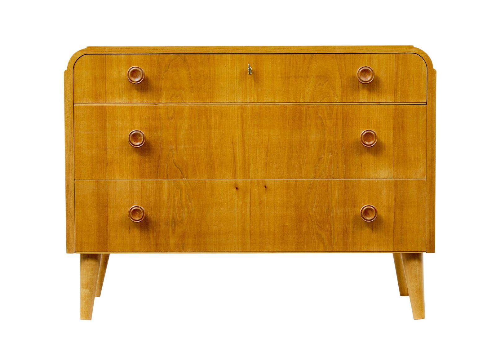 Mid Century Swedish Elm Chest Of Drawers photo vintage
