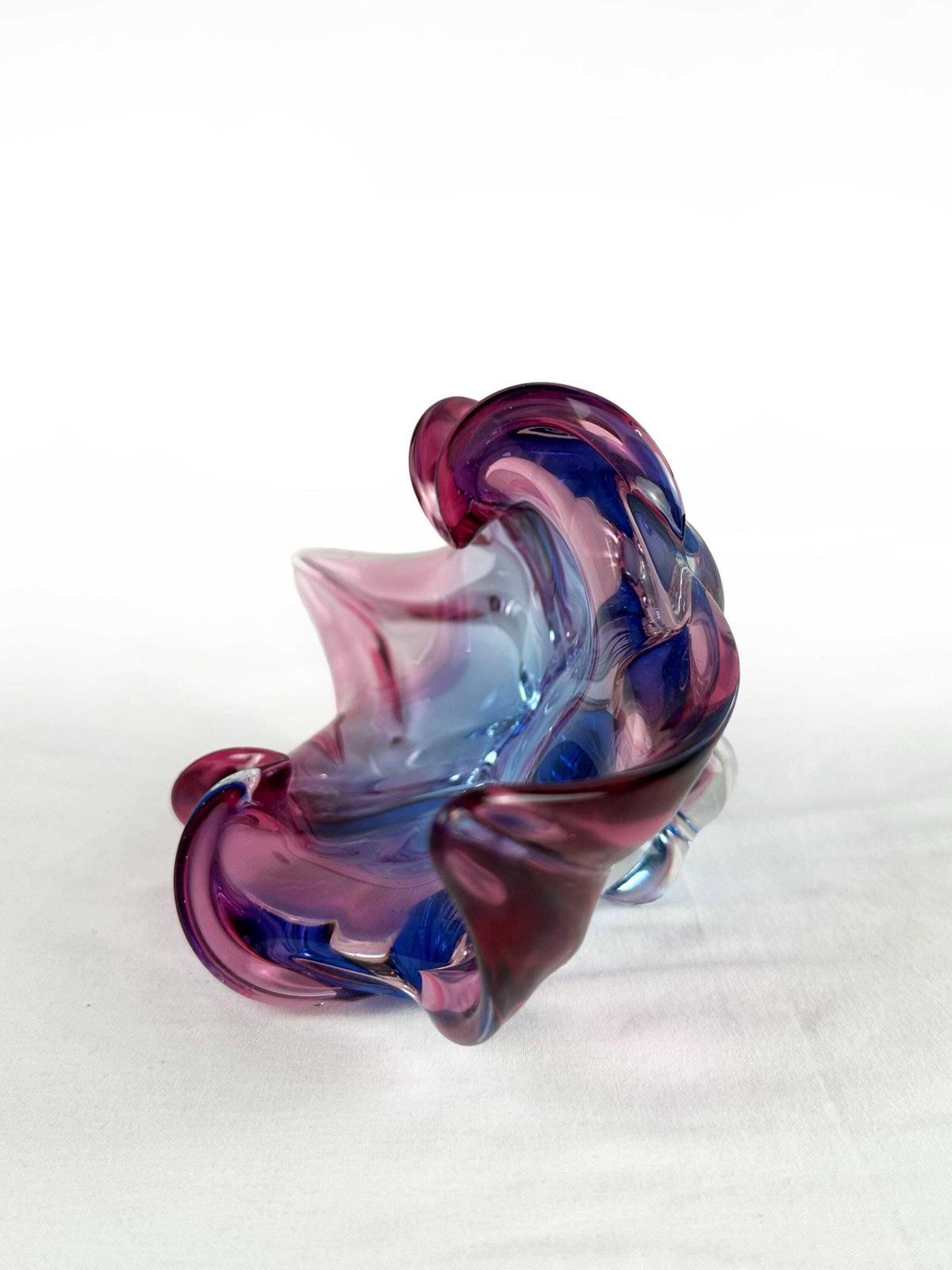 Mid Century Sommerso Art Glass Bowl: Blue Pink Chribska Jozef Hospodka photo Home Decor