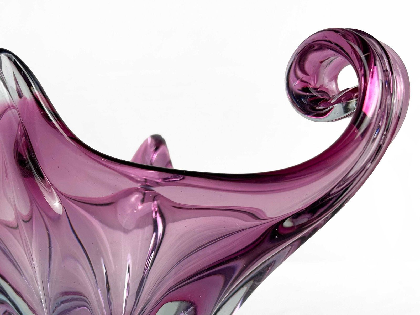 Mid Century Cristallo Venezia Ccc Murano Pink & Blue Sommerso Art Glass Sculptured Bowl 1960 photo furniture