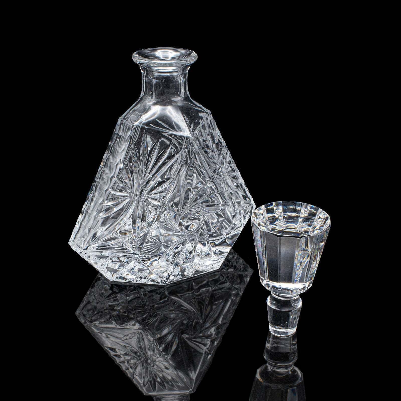 Vintage Liqueur Decanter, English, Crystal Glass, Spirit Bottle, Barware, C.1970 photo furniture