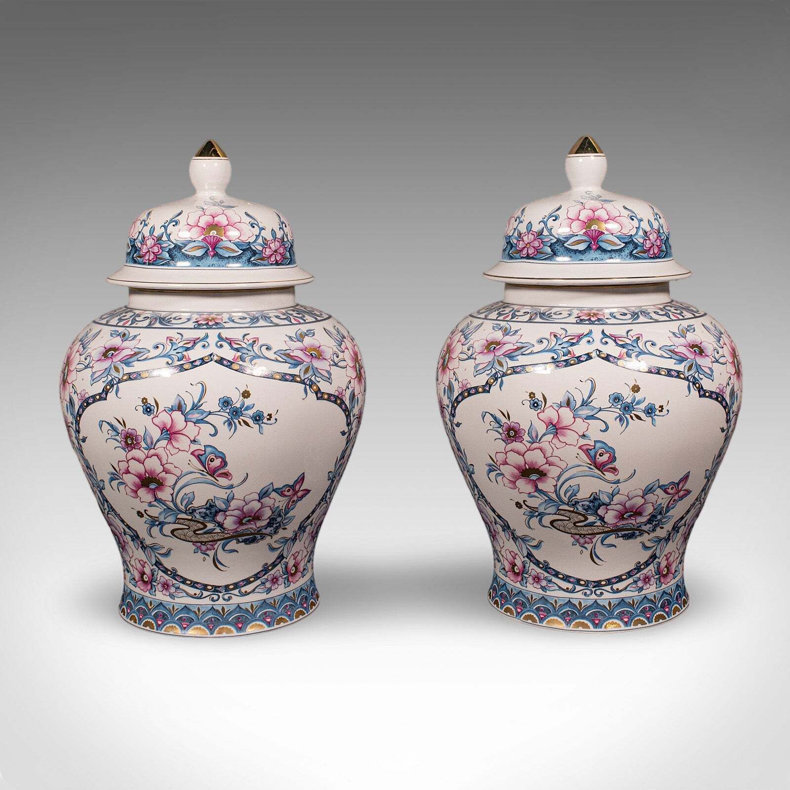 Pair Of Large Vintage Display Vases, Italian, Ceramic, Baluster Urn, Circa 1980 photo for sale