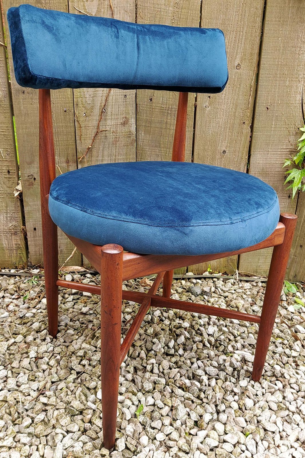 Mcm 4 G Plan Fresco Dining Chairs Dark Blue Velvet photo furniture