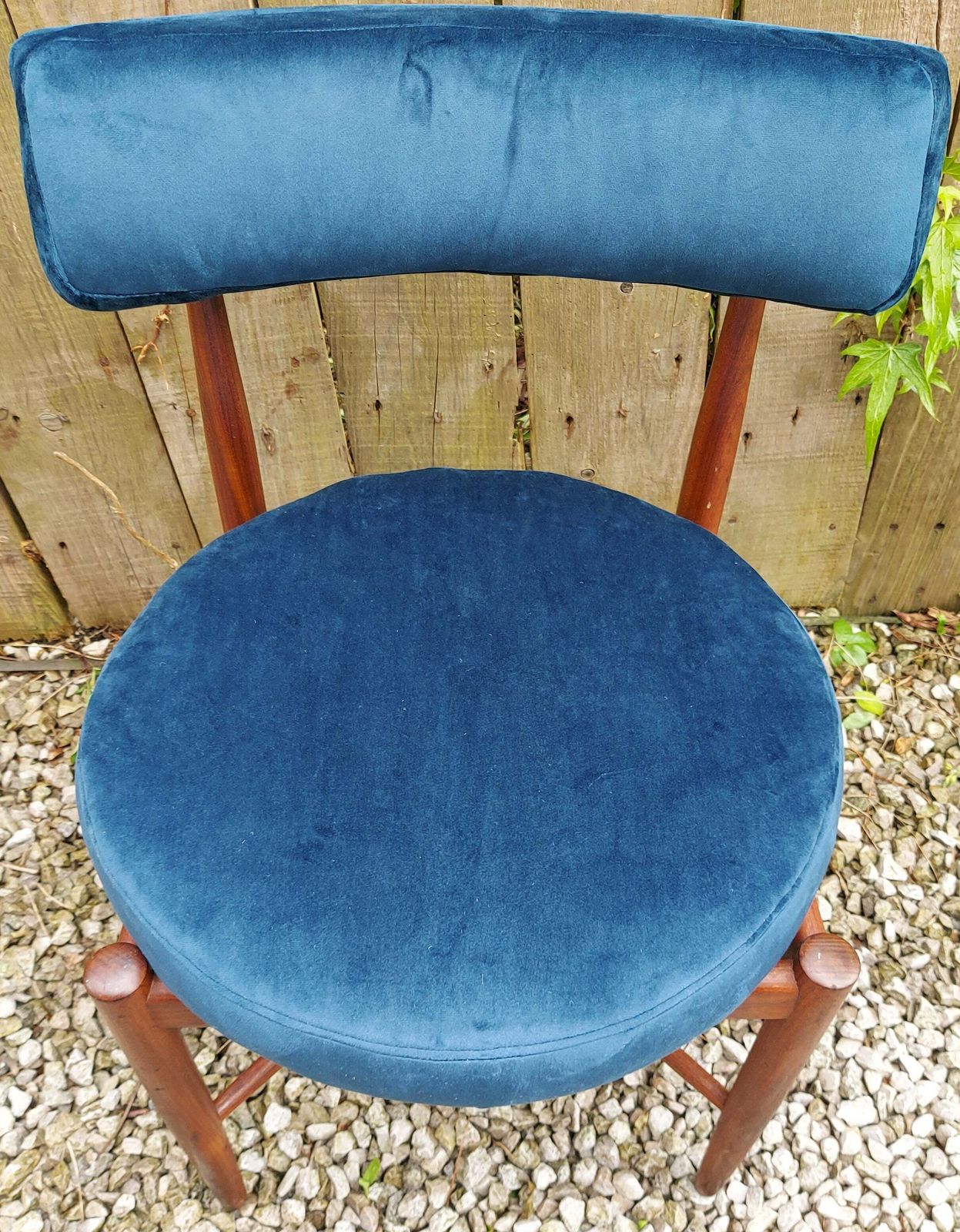 Mcm 4 G Plan Fresco Dining Chairs Dark Blue Velvet photo Furniture
