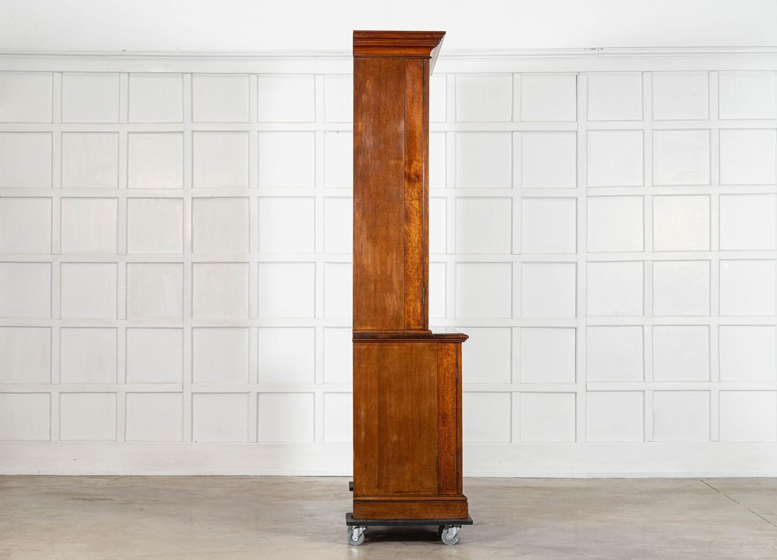 Large 19thc English Oak Glazed Bookcase Cabinet photo vintage