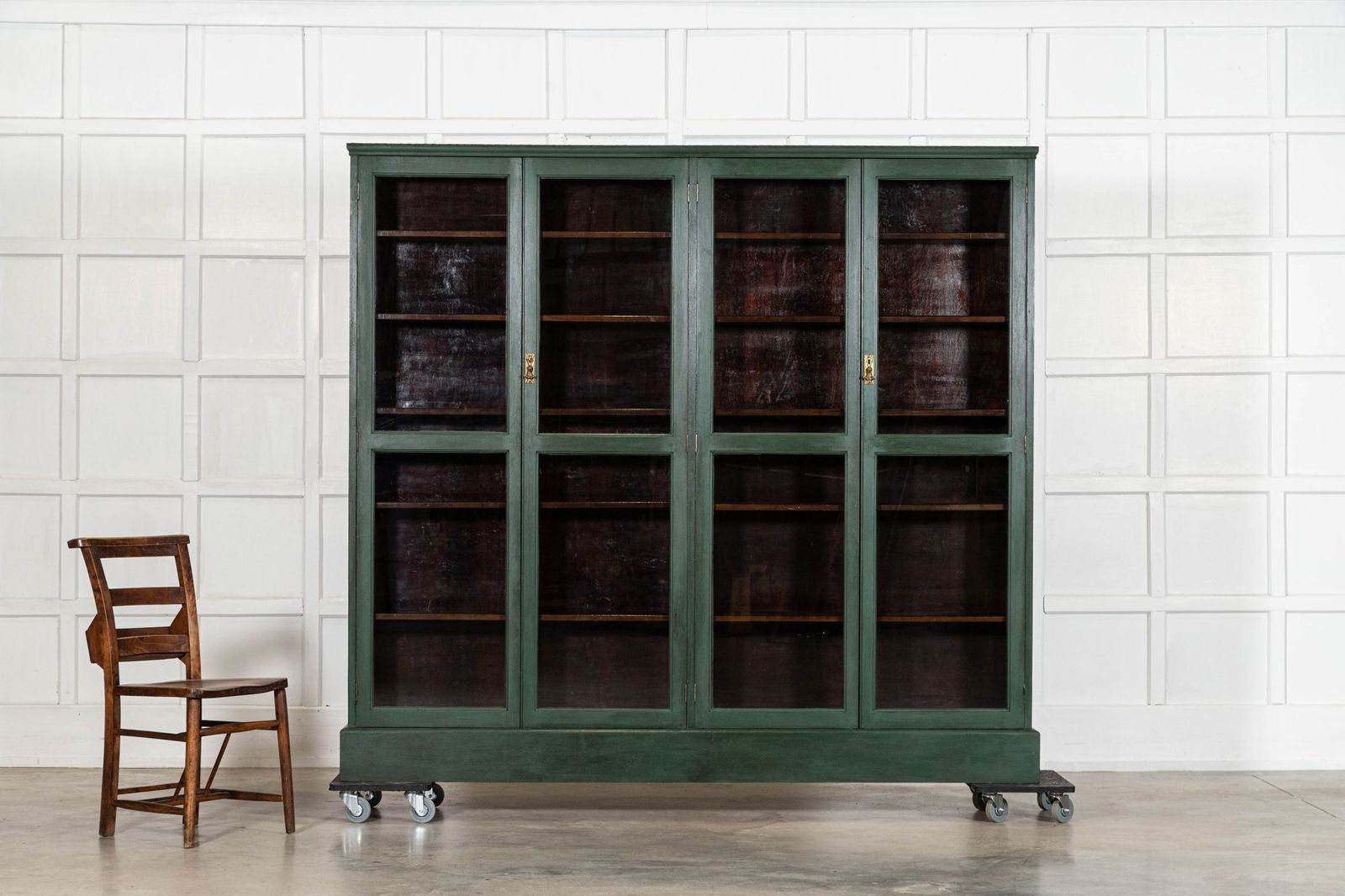 Large 19thc English Painted Mahogany Glazed Bookcase photo Furniture
