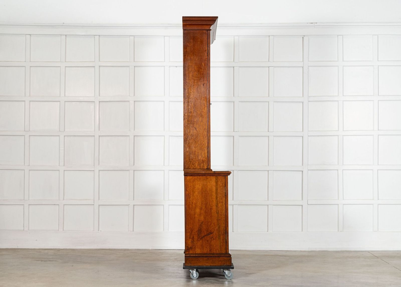 Large 19thc English Oak Glazed Bookcase Cabinet photo vintage