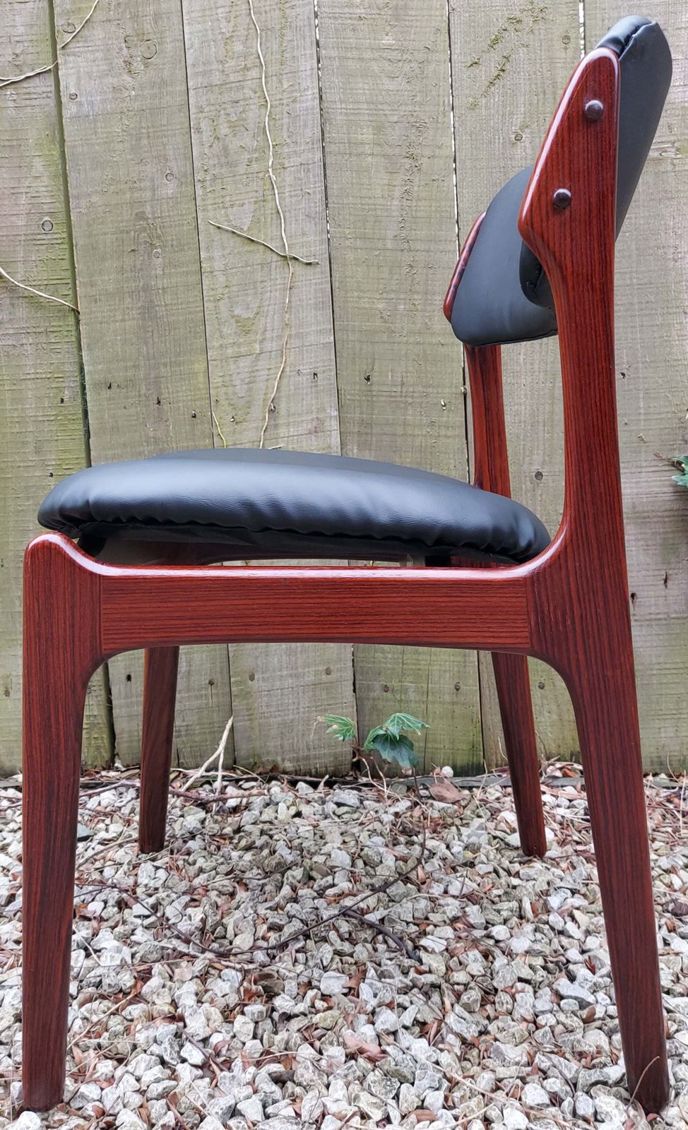Furniture Mcm 2 Rosewood O.D. Mobler A/S Chairs Black Vinyl photo