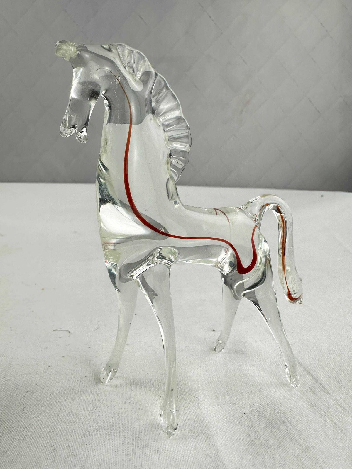 photo vinterior Two Mid Century Murano Sommerso Horse Figurines Made In Italy 1970