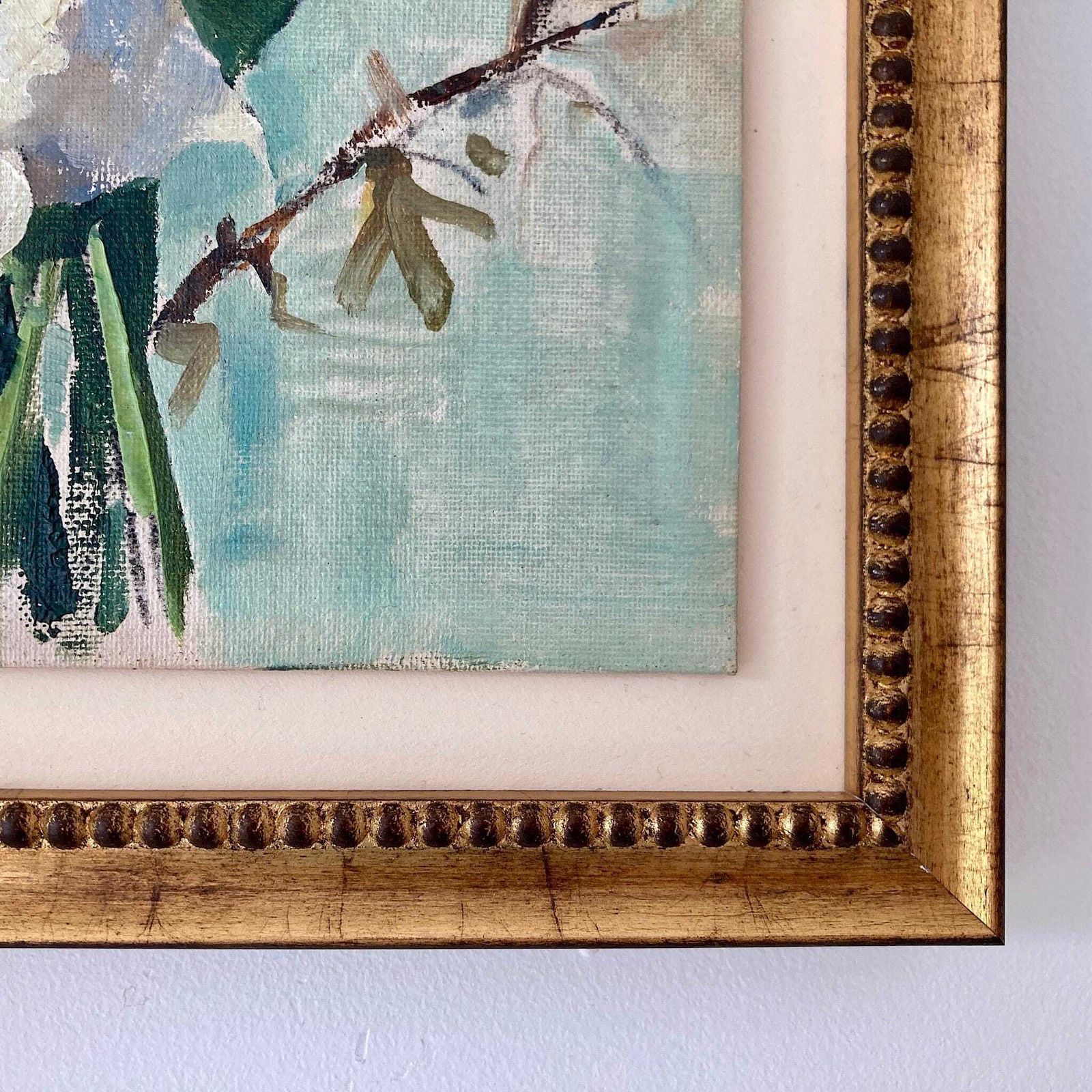 photo for sale Daffodils Oil Painting – Nan Greacen Impressionist Floral Still Life, Framed Canvas