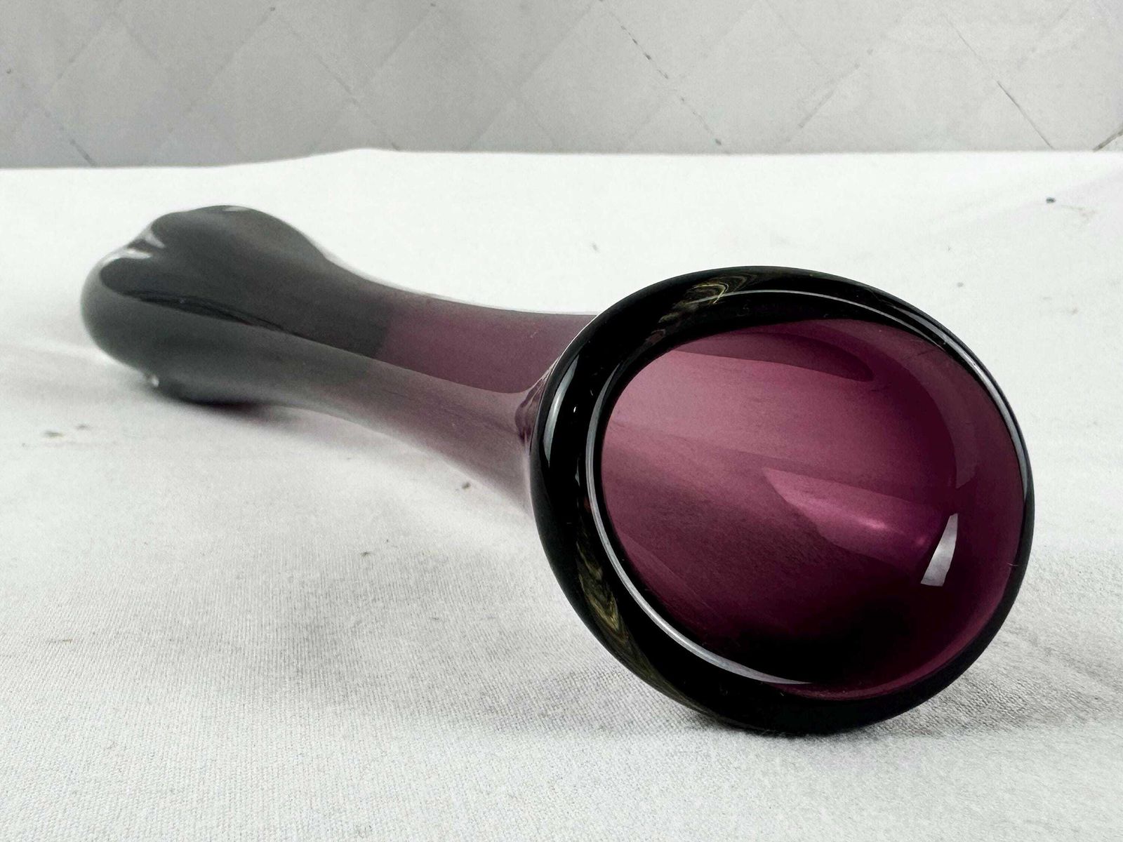 Trio Of Swedish And Italian Mid Century Amethyst Art Glass/Vases 1960 photo vintage