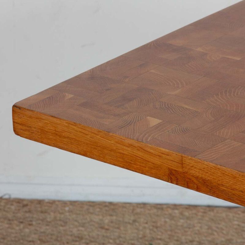 A Square Topped Dining Table Made Of Solid Wood, Dating From The 1980s photo for sale