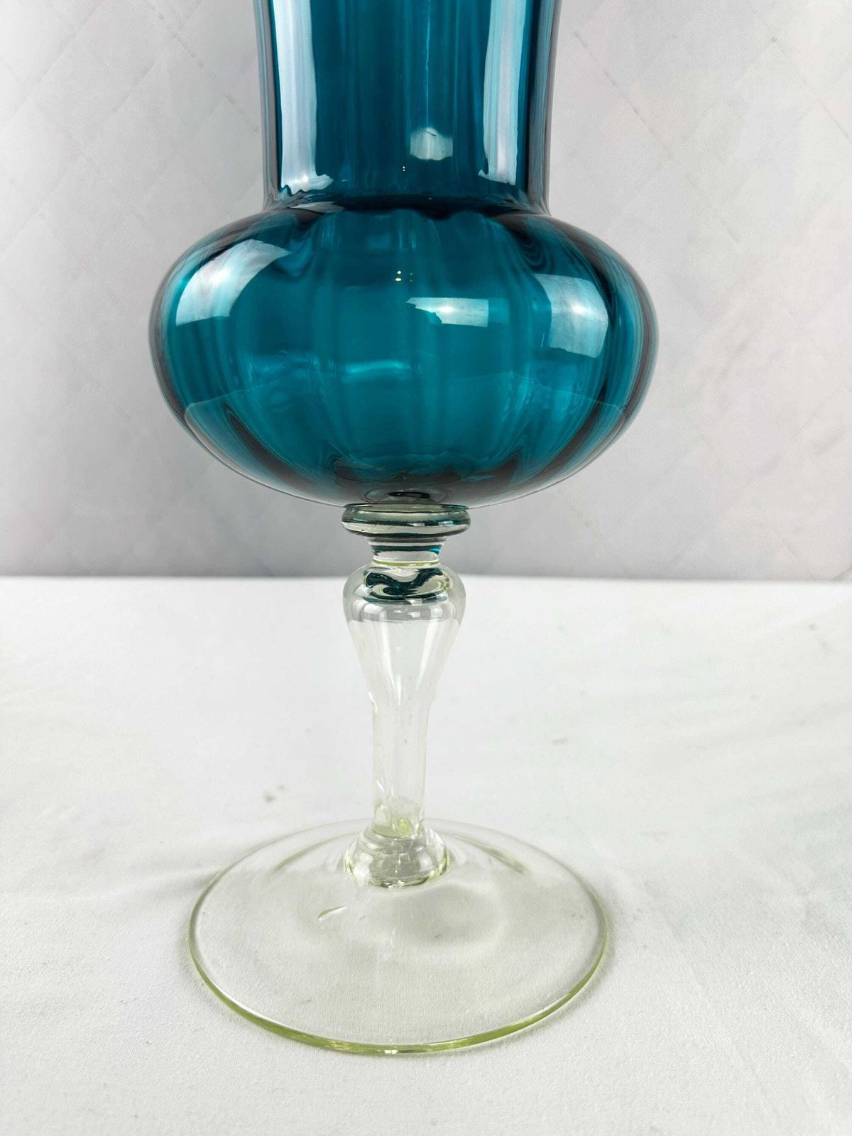 139.0 Mid Century Empoli Glass Vases: Aqua Marine, Teal, Emerald Tones (Set Of 4) photo