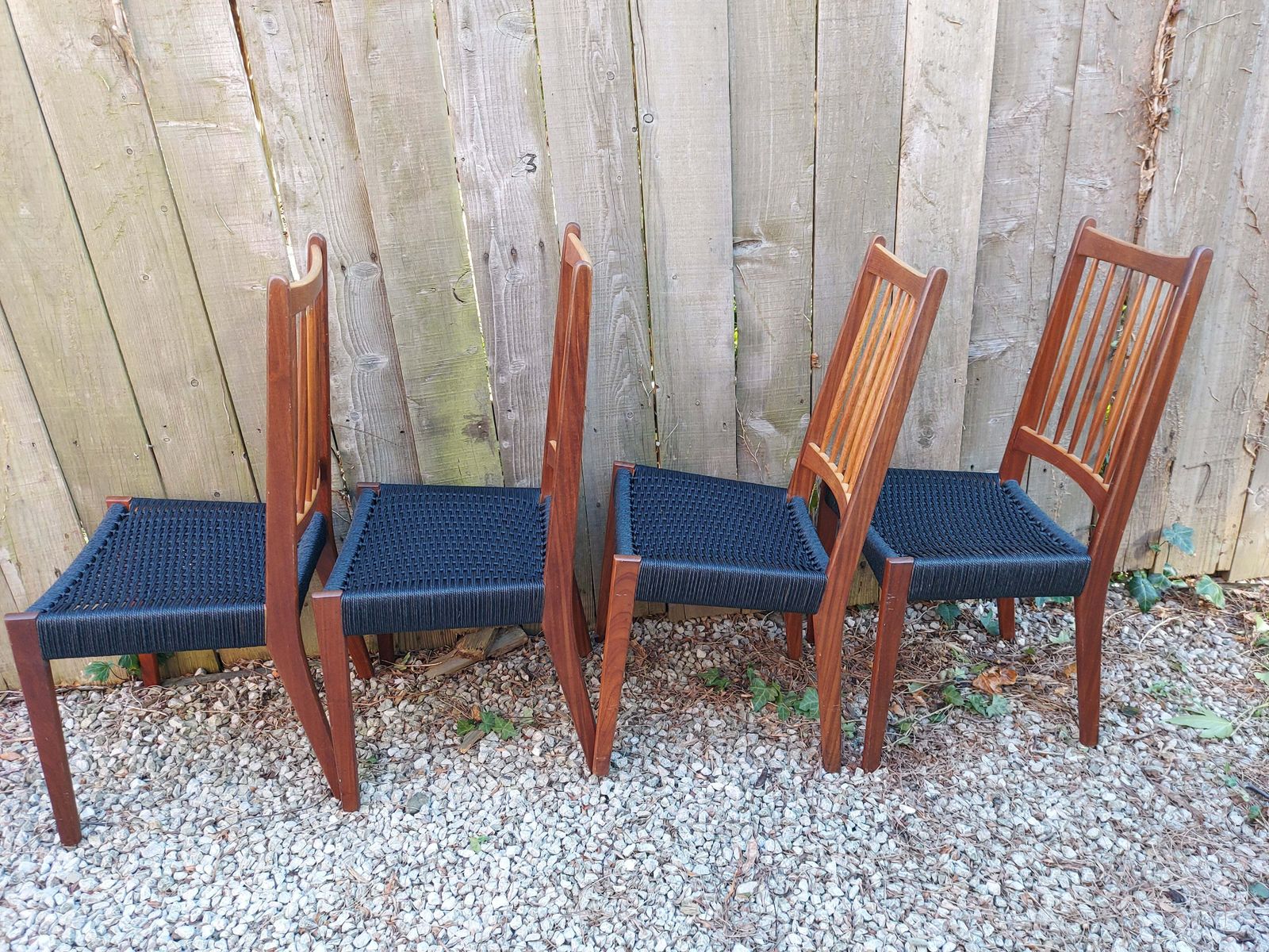 Mid Century Modern 6 Mogens Kold High Back Danish Paper Cord Chairs Black photo buy
