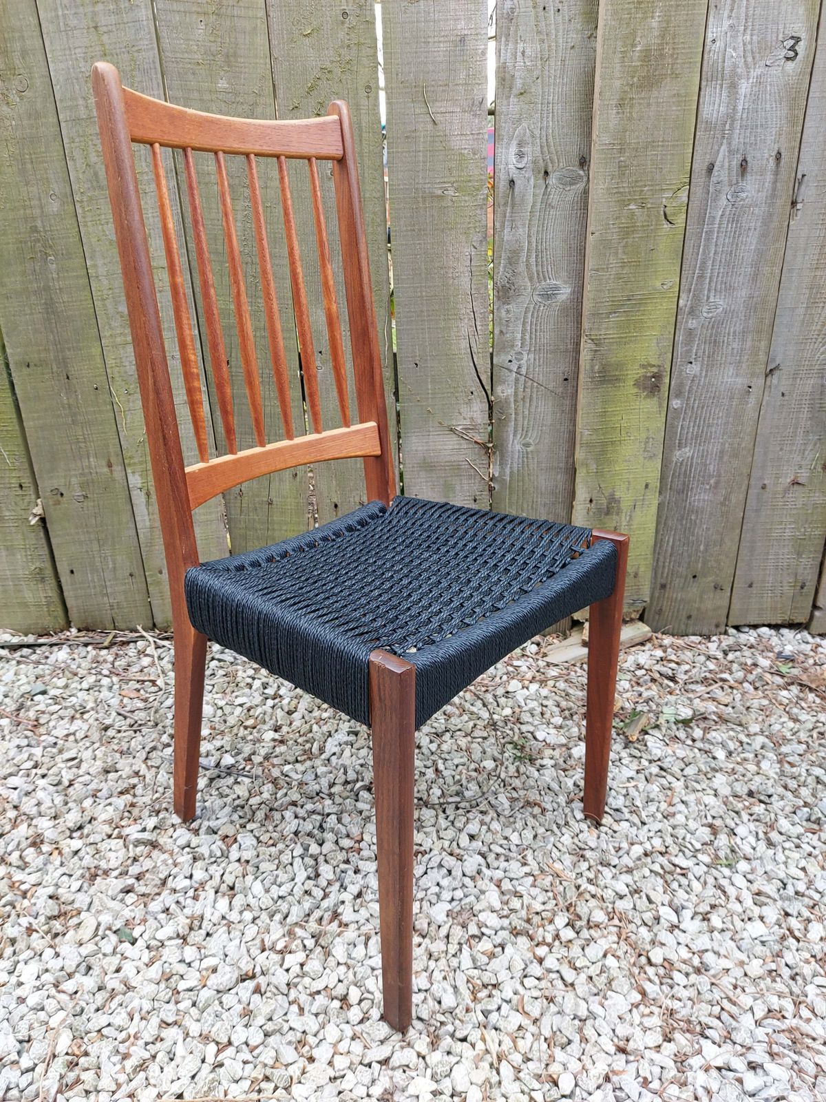photo vinterior Mid Century Modern 6 Mogens Kold High Back Danish Paper Cord Chairs Black
