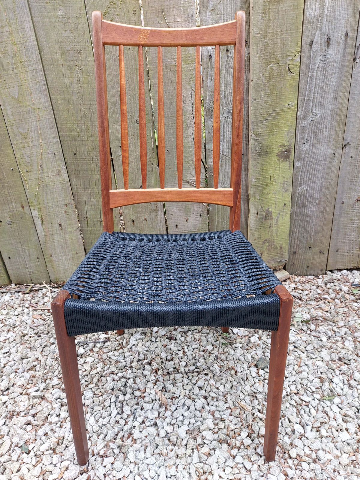 photo buy Mid Century Modern 6 Mogens Kold High Back Danish Paper Cord Chairs Black