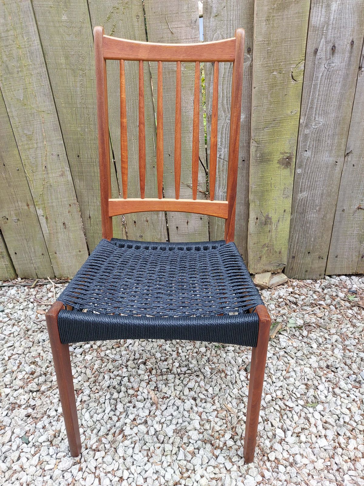 photo vintage Mid Century Modern 6 Mogens Kold High Back Danish Paper Cord Chairs Black