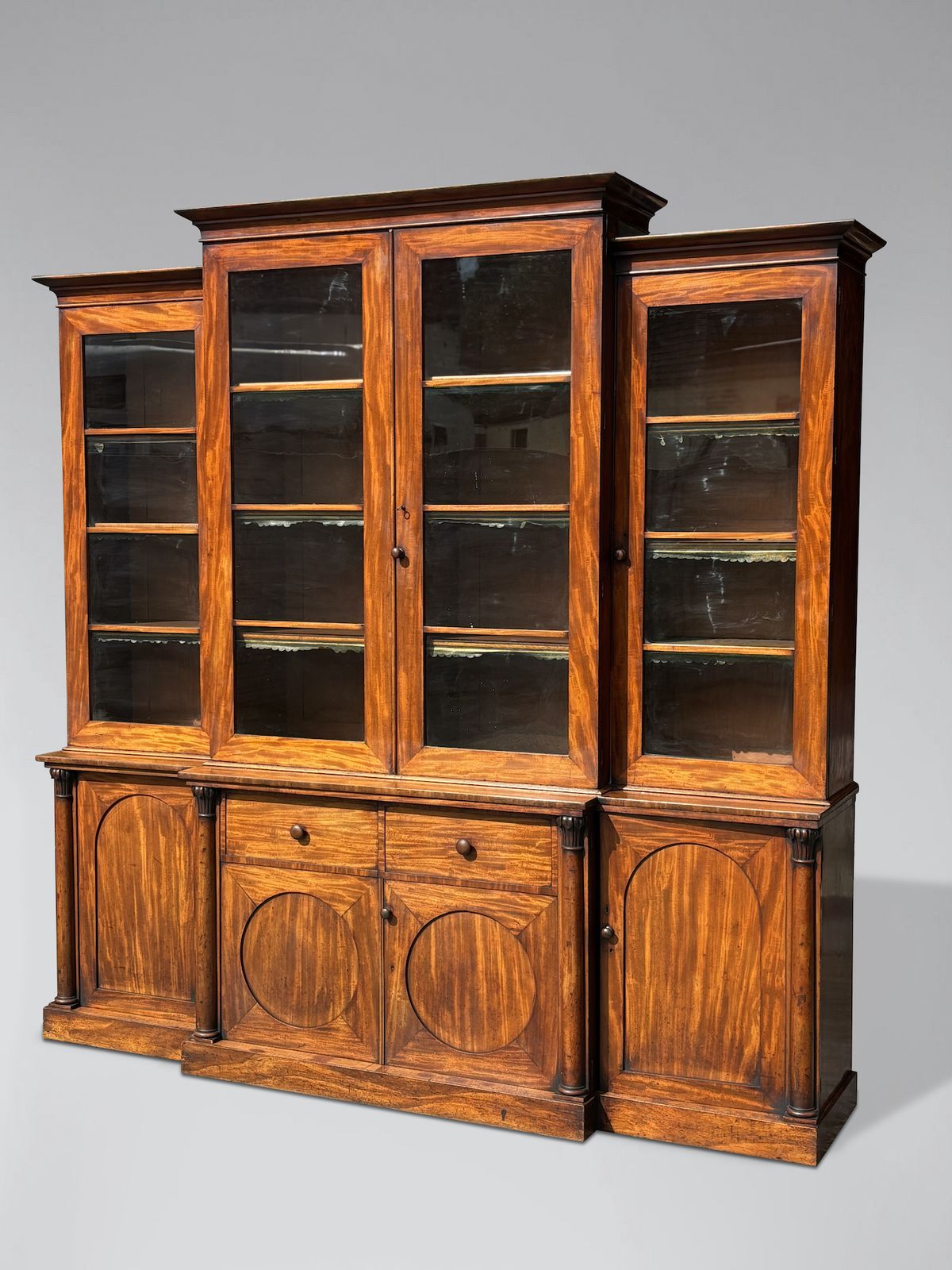 Untouched 19th Century William IV Period Mahogany 4 Door Library Bookcase photo furniture