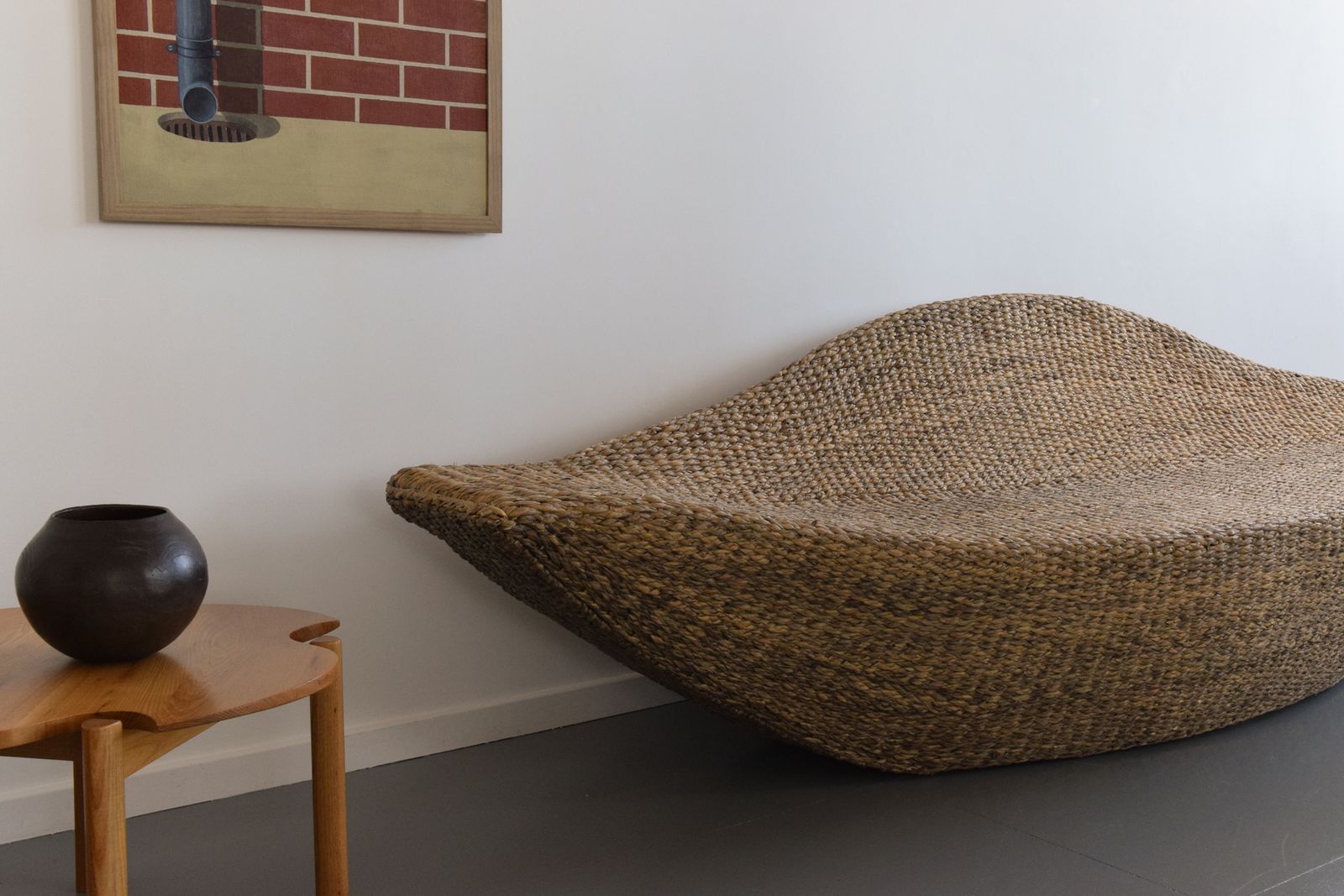 Vintage 1990s Large Sea Grass Gondola Sofa / Loveseat photo furniture