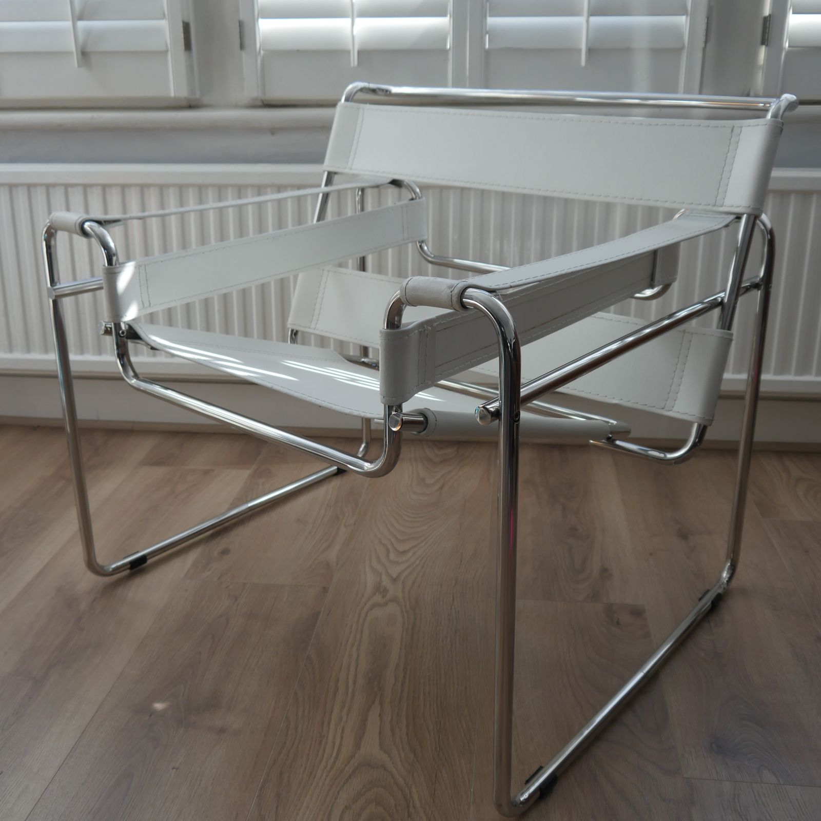 Italian 1990s Wassily B3 Style Chair – White & Chrome – Bauhaus / Marcel Breuer photo buy