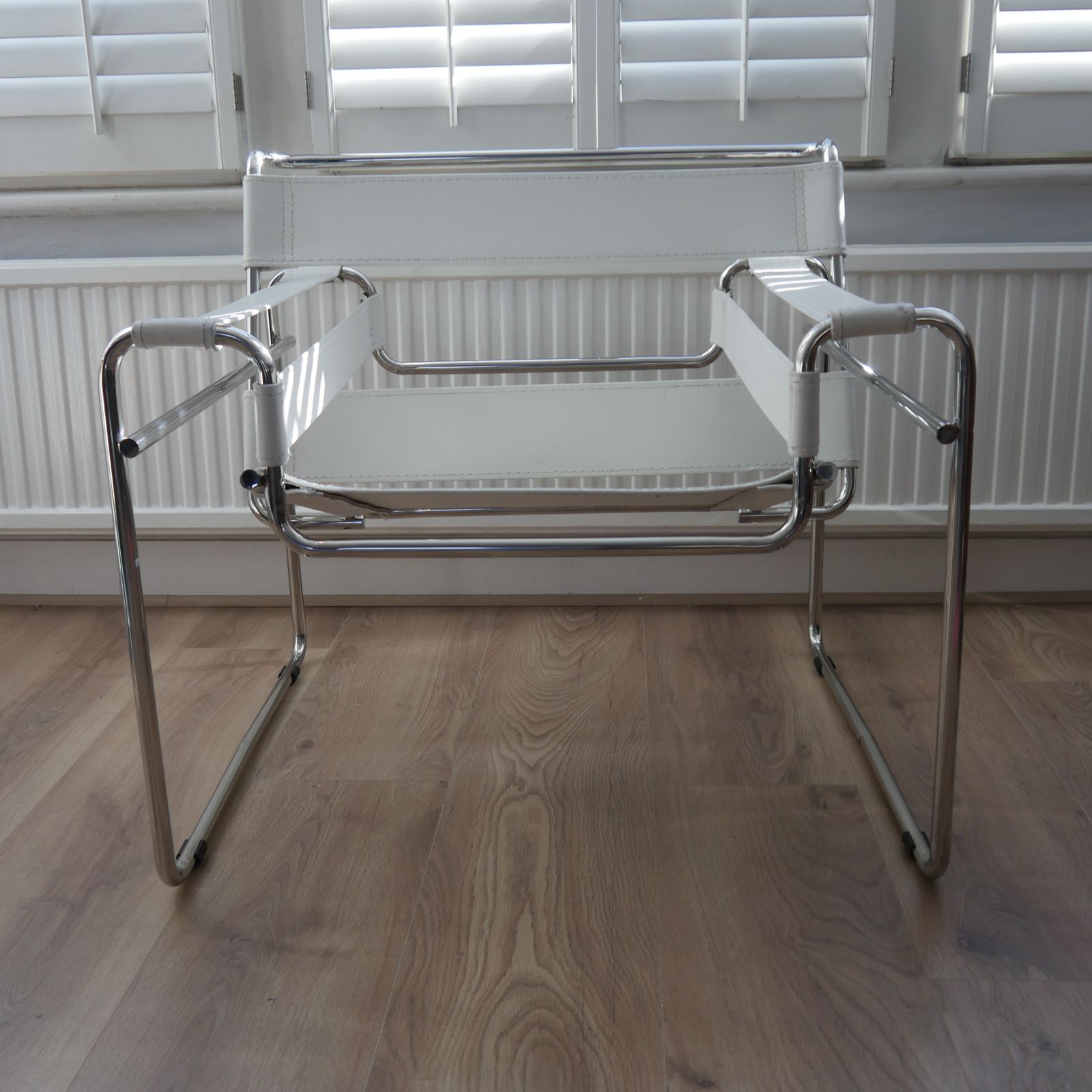 photo for sale Italian 1990s Wassily B3 Style Chair – White & Chrome – Bauhaus / Marcel Breuer
