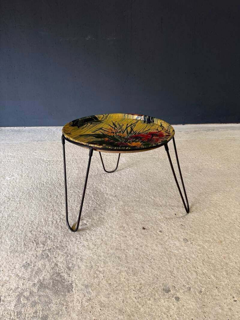 1950's French Design Tripod Tray Side Table photo for sale