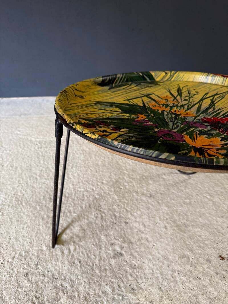 1950's French Design Tripod Tray Side Table photo vintage