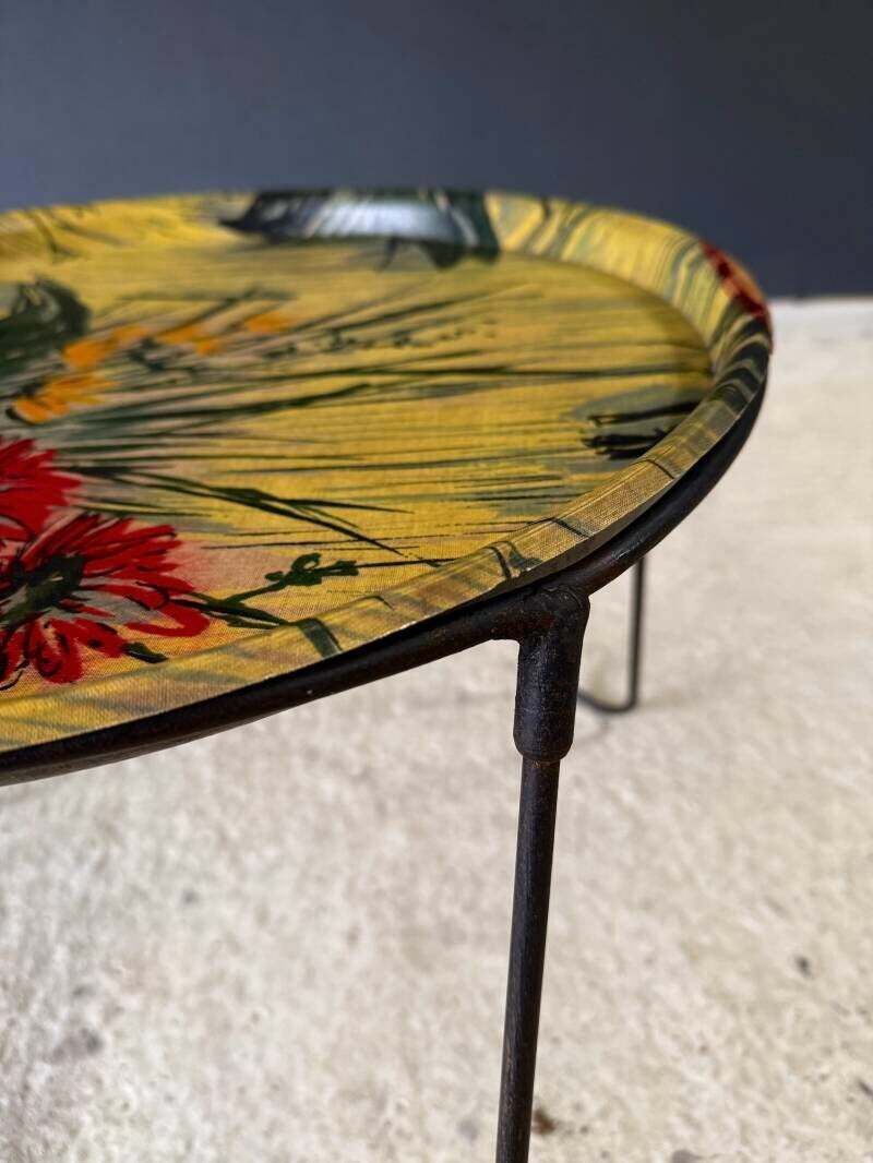 Furniture 1950's French Design Tripod Tray Side Table photo