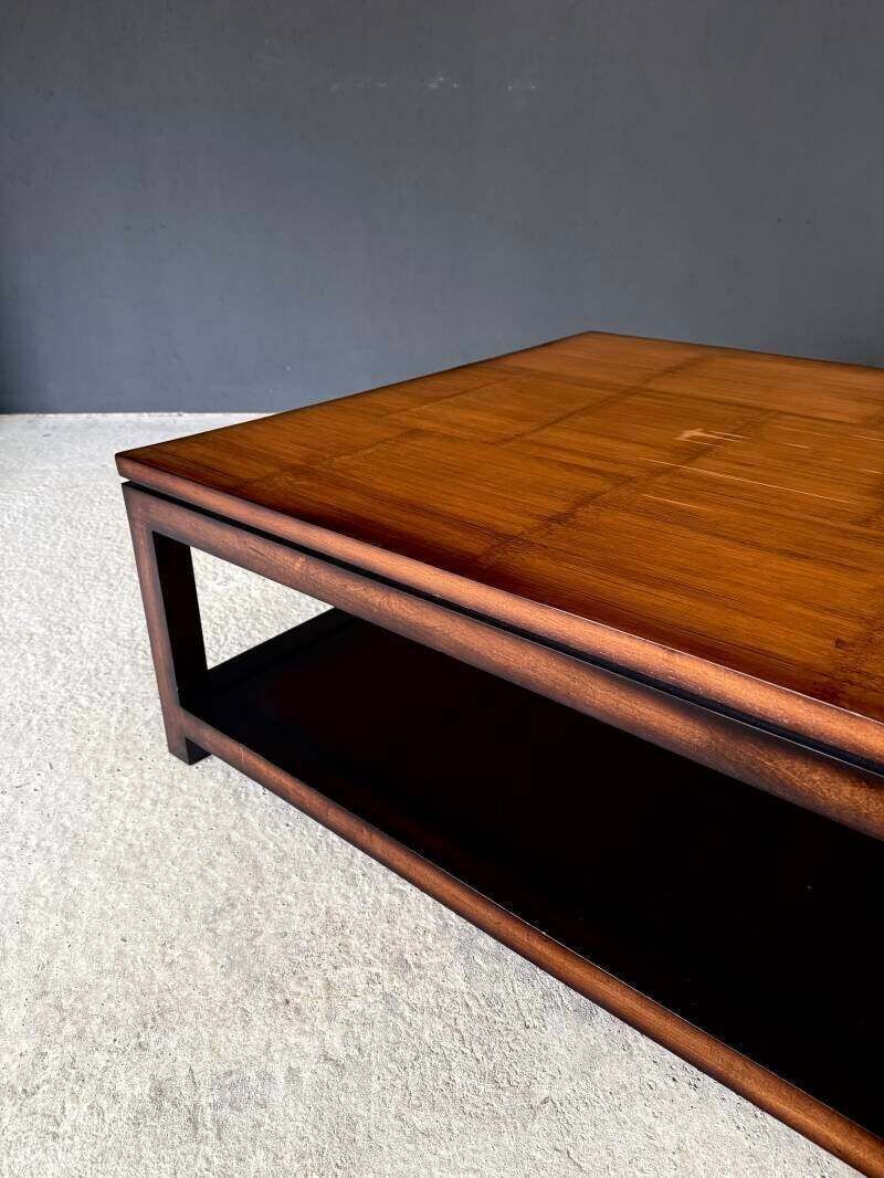 photo vintage Postmodern Design Salontafel Met Twee Bladen En Bamboe Toplaag, Door Axel Vervoordt