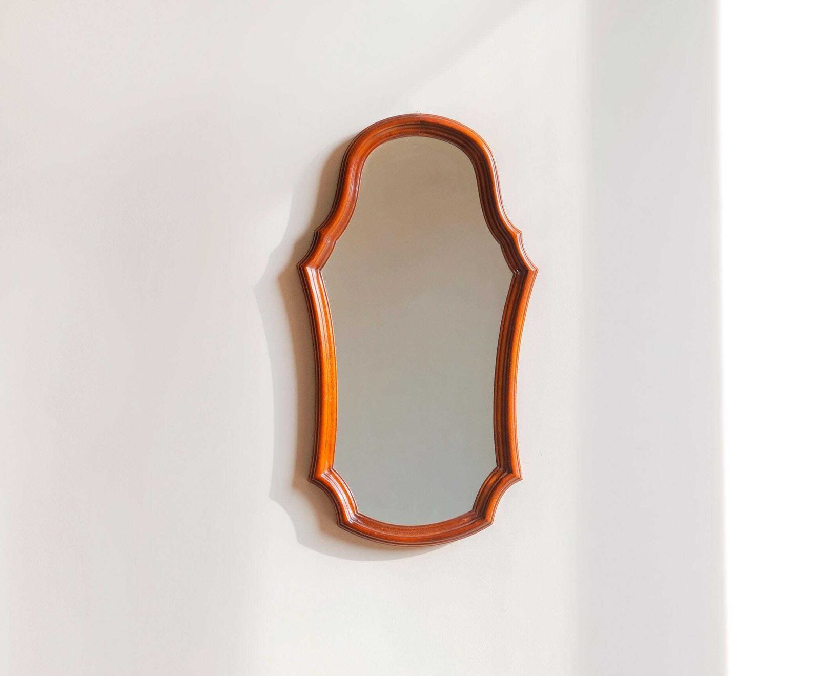 Vintage Wooden Wall Mirror   Scalloped Arched Frame   Victorian Style photo for sale
