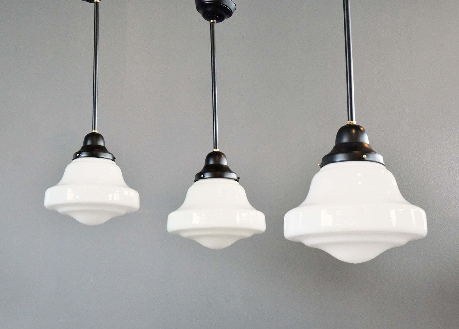 Art Deco Acorn Opaline Lights By Edison Circa 1930s