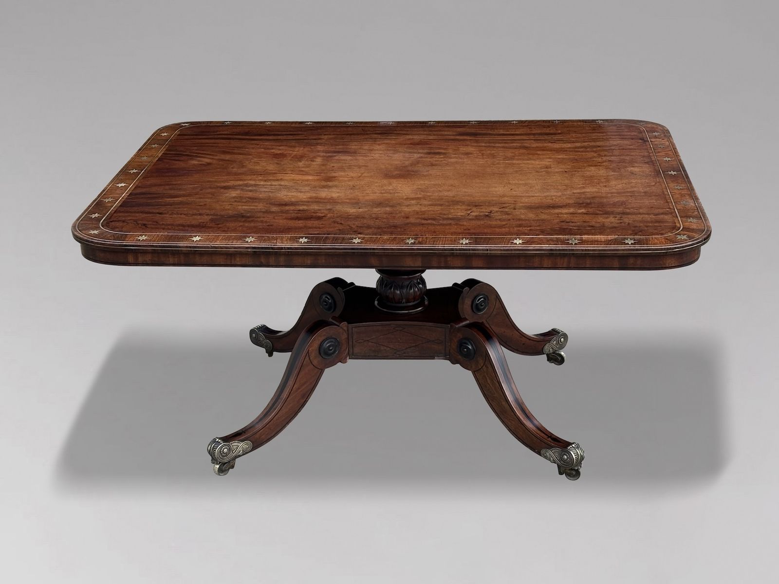 18th Century George III Period Mahogany Brass & Ebony Inlay Centre Table photo for sale