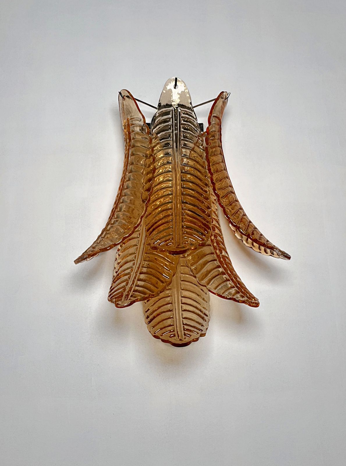 Pair Of Vintage Murano Amber Felci Glass Wall Sconces photo 450.0