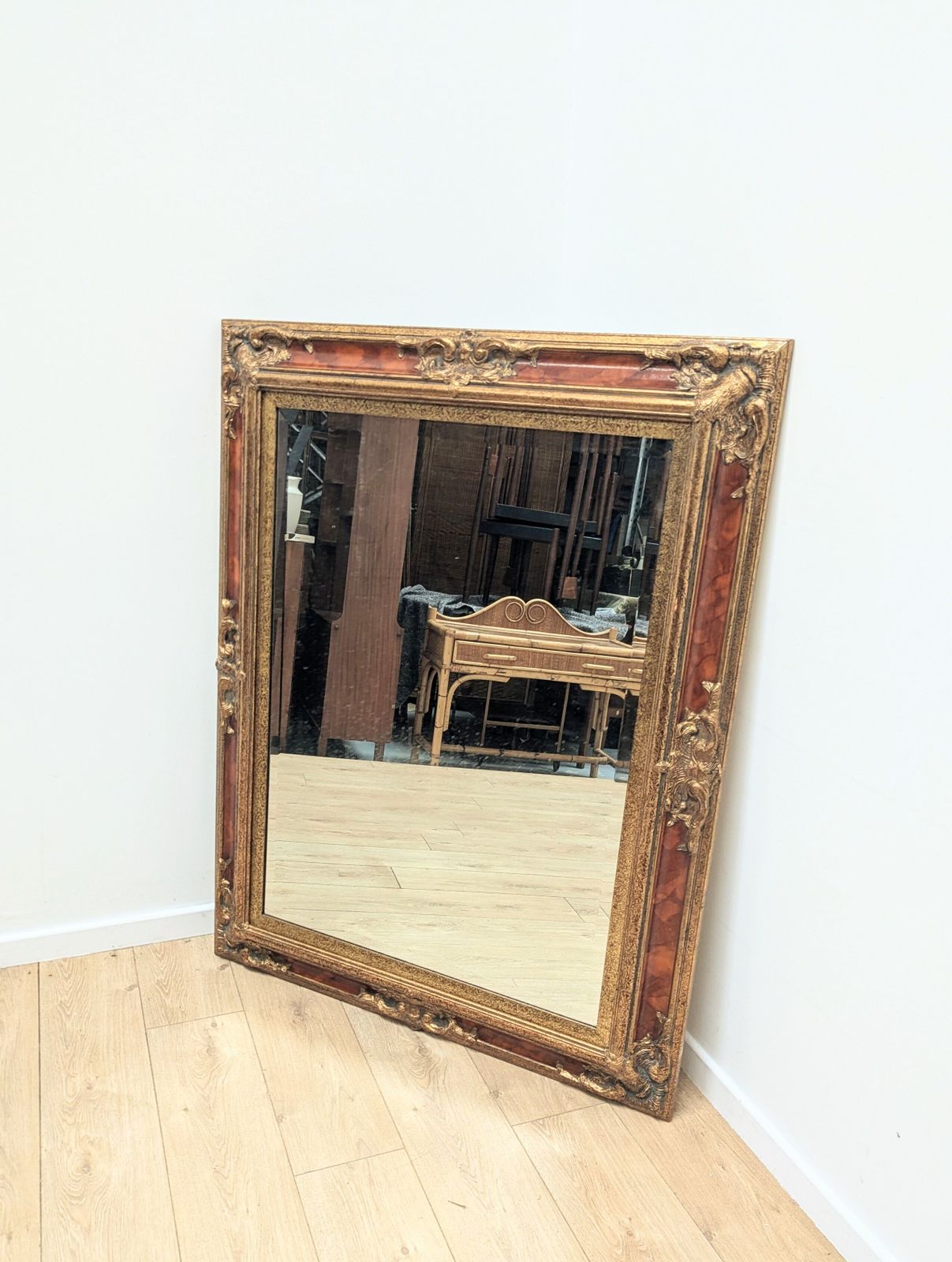 19th Century Style Gilt & Lacquered Bevelled Mirror Delivery Available 0163 photo Home Decor