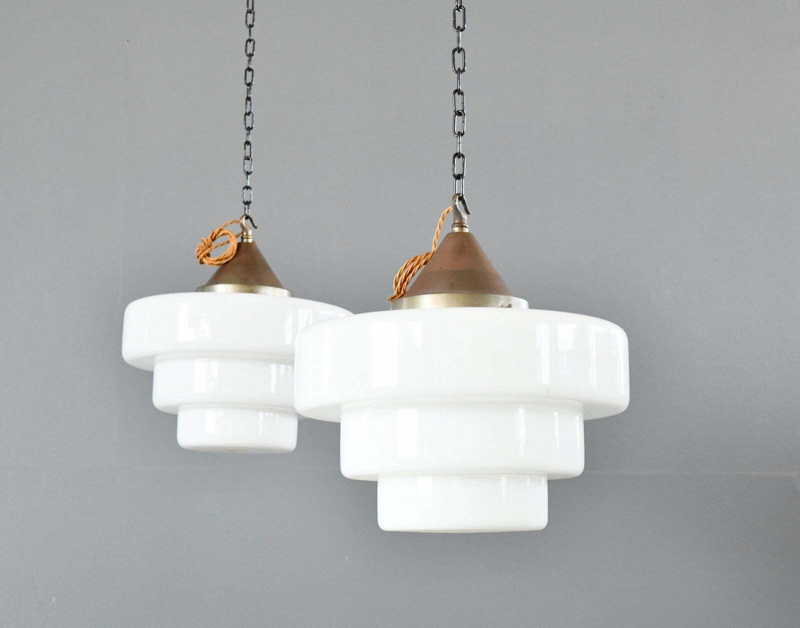 Art Deco Opaline Lights By Edison Circa 1930s photo for sale