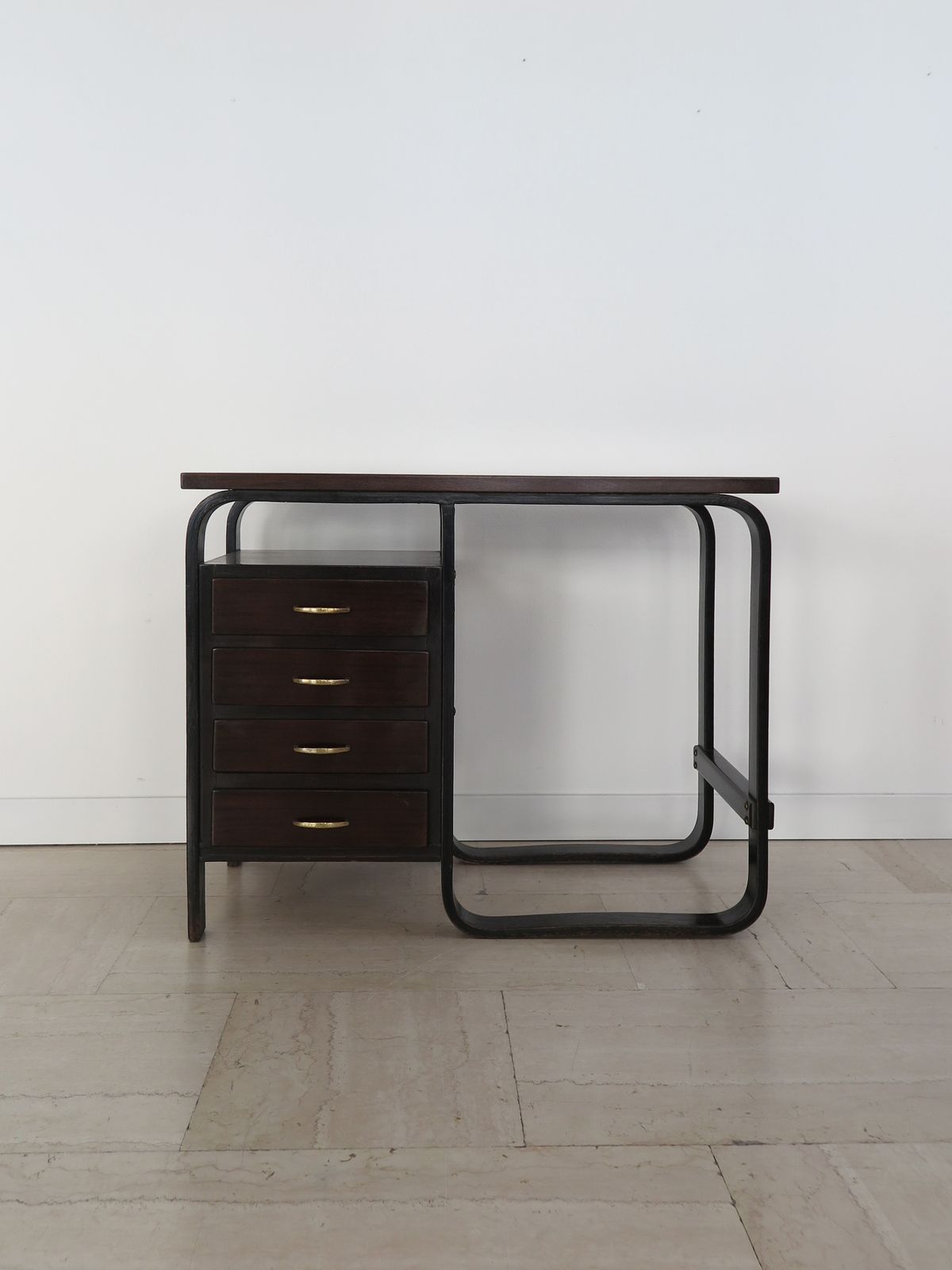 Giuseppe Pagano Pogatschnig Dark Wood Desk For Gino Maggioni, Italy 1940s