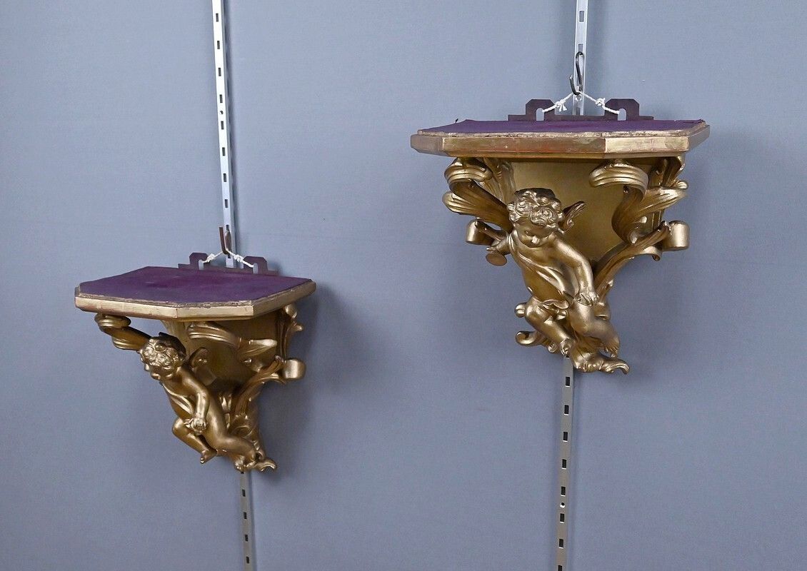 Pair Of Gilt Wood Wall Sconces – Late 19th Century photo 1610.0