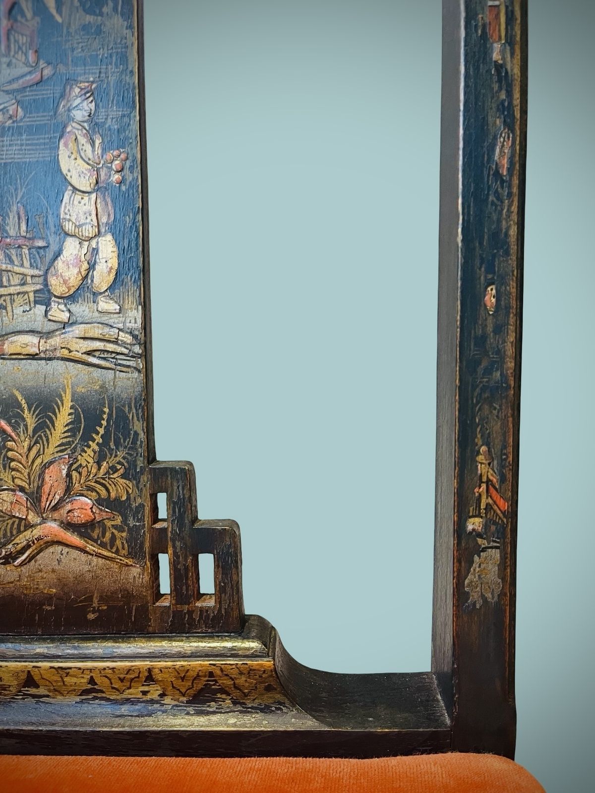 photo buy A Pair Of Good Aesthetic Period Chinoiserie Japanned Chairs C.1900 Antique