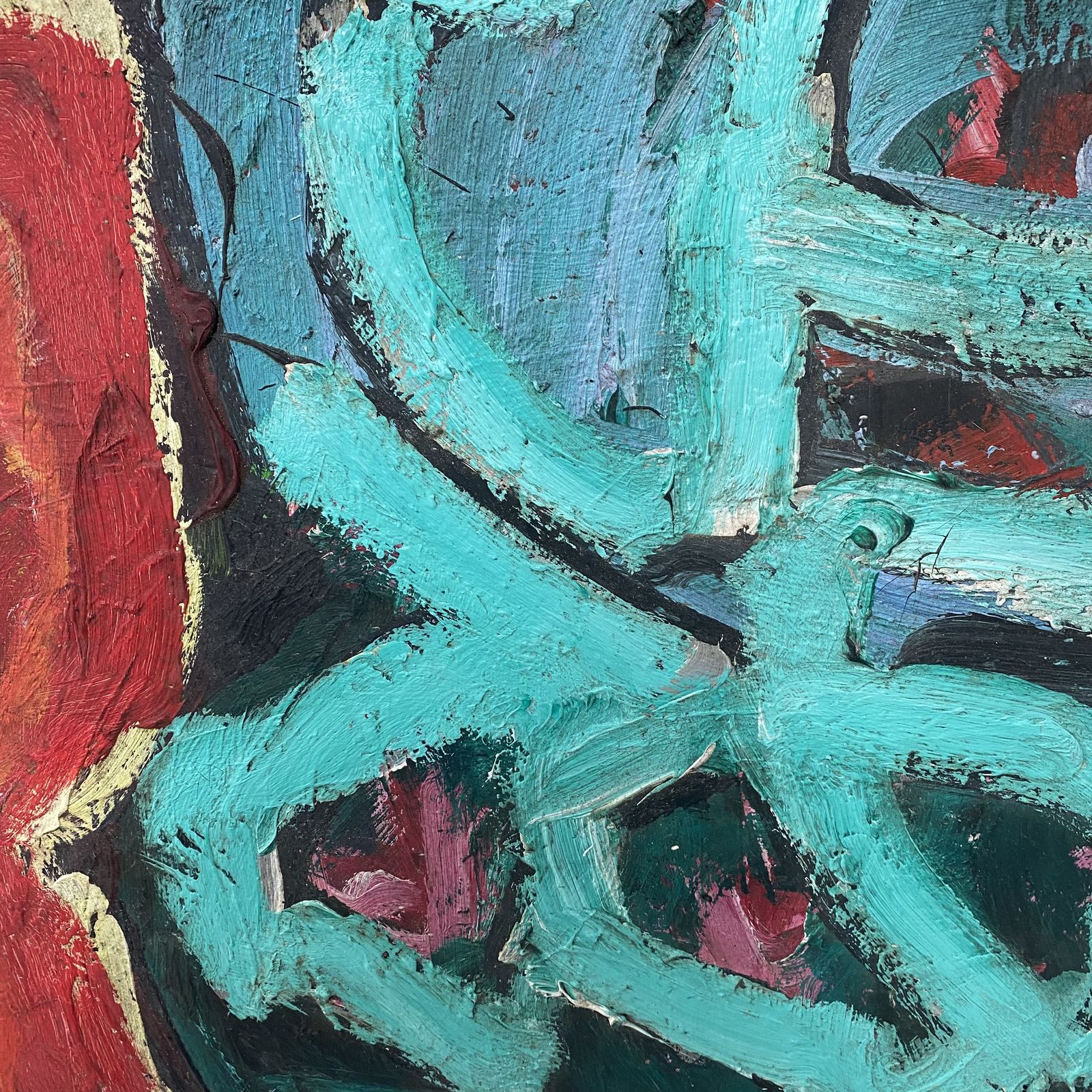 Large French Mid Century Abstract Painting By Patrick Boudon photo for sale