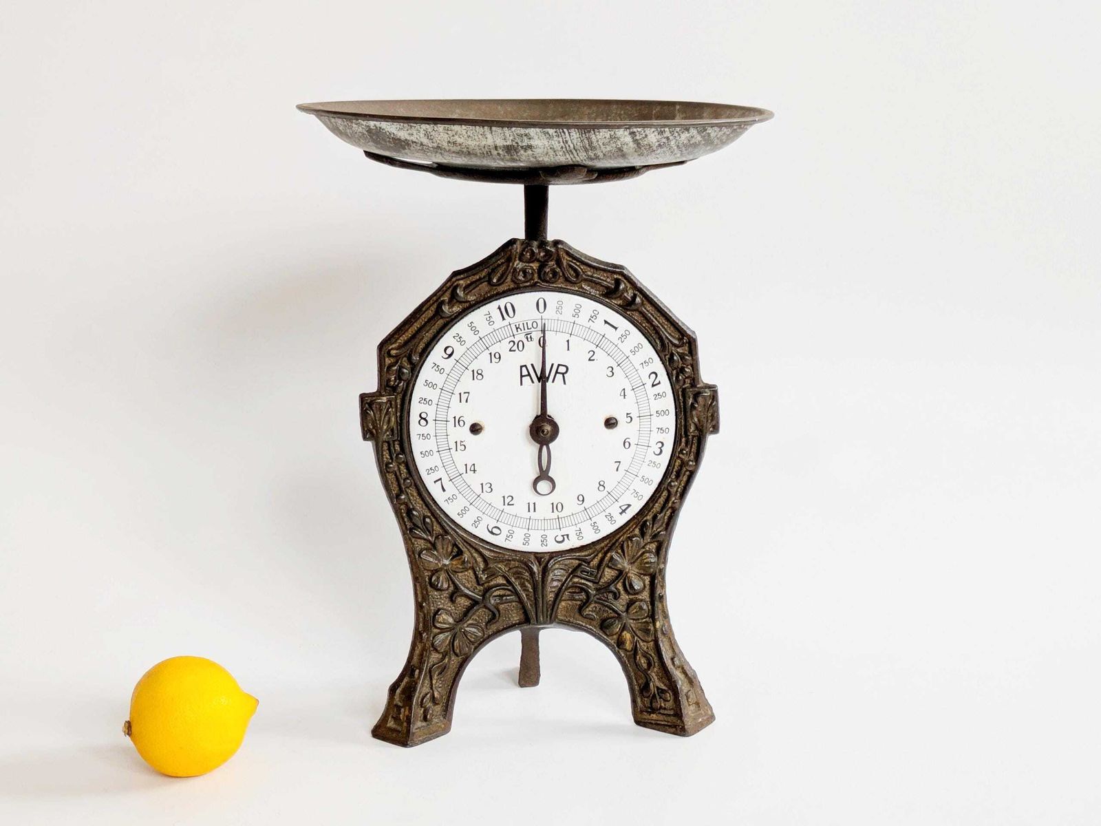 Vintage Awr Cast Iron Kitchen Scale Art Nouveau German Decorative Scale, Country Decor