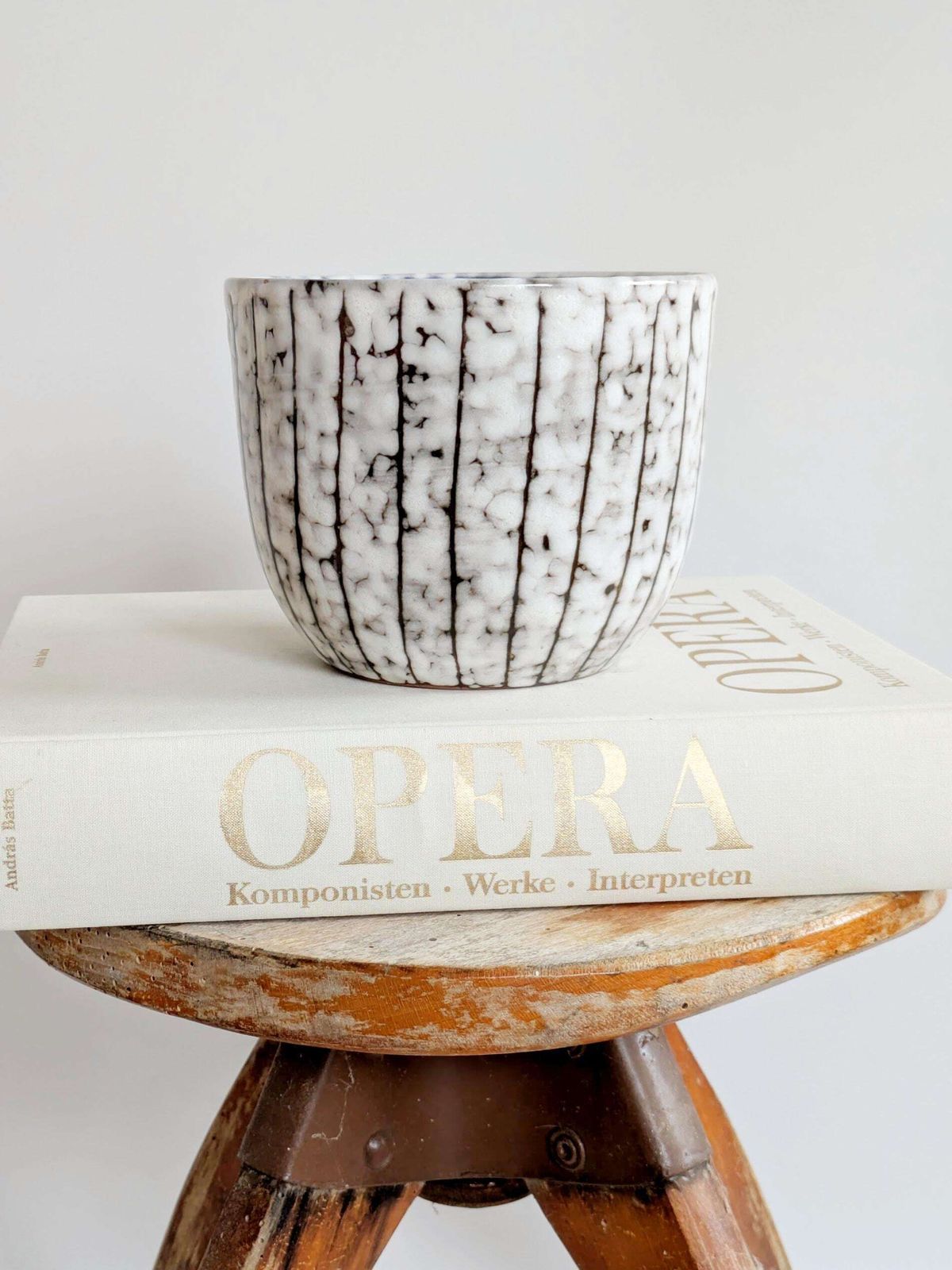 Vintage Hungarian Majolica Planter, Whitewashed Glaze, Sgraffito Designs, Midcentury Ceramic photo furniture