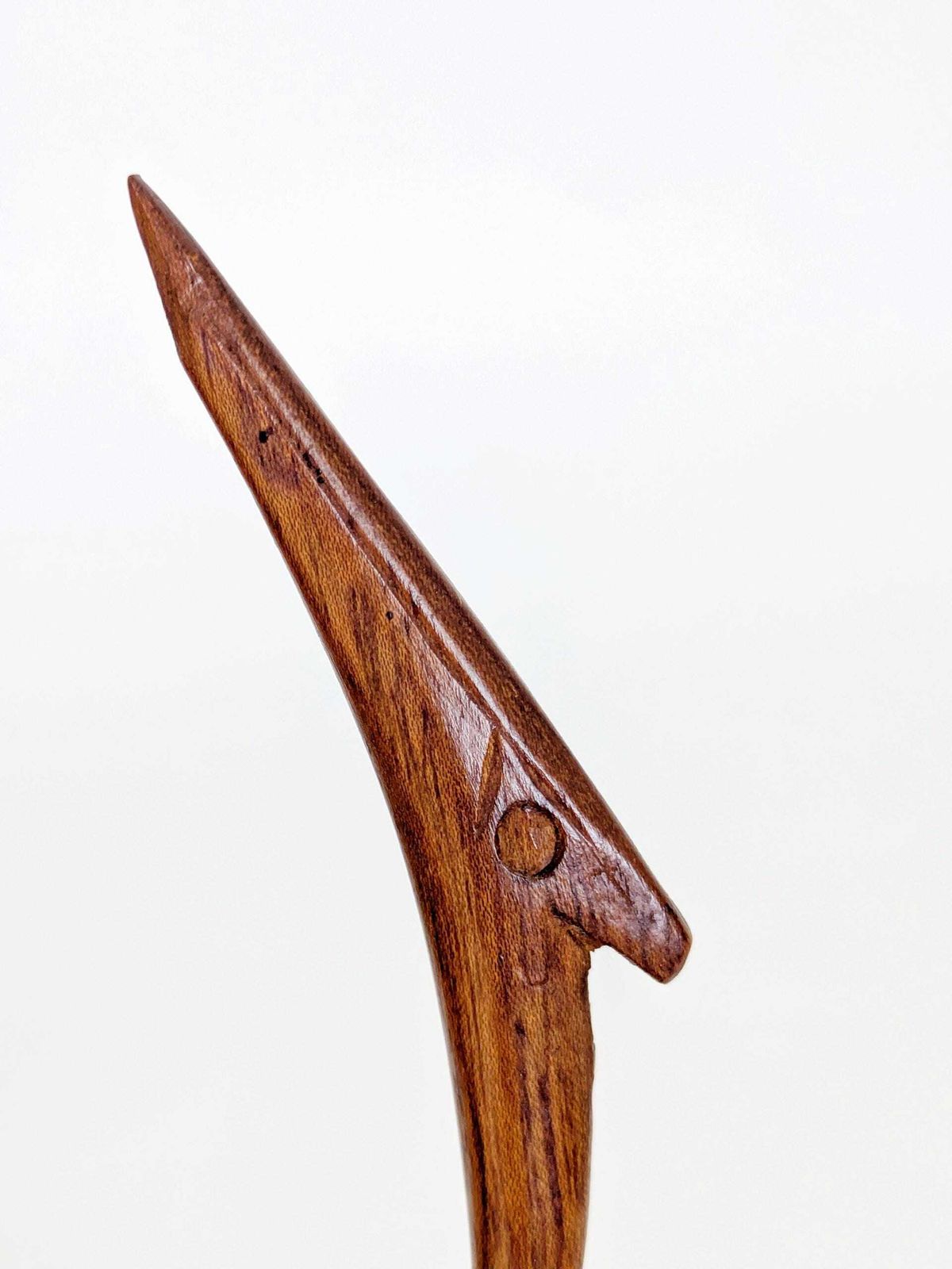 Midcentury Teak Crane Sculpture, 34.5 Cm Hand Carved Danish Style Bird Figurine, Scandi Decor photo vinterior