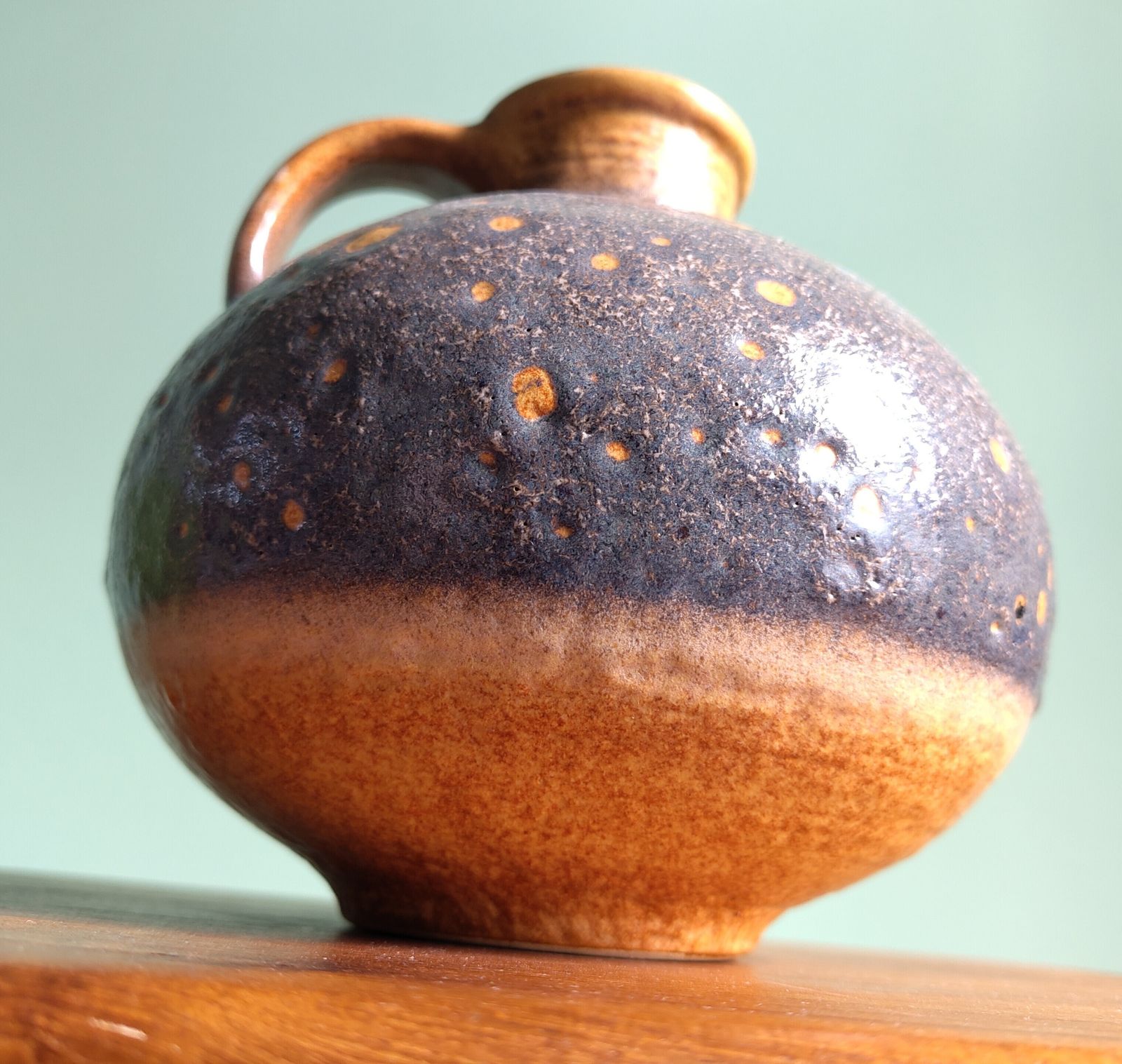 Jasba 30113‑18 Mid‑Century Fat Lava Vase (18 Cm) — Ochre & Grey Volcanic Glaze, Cinematic Retro‑Sci‑Fi Aesthetic photo 295.0