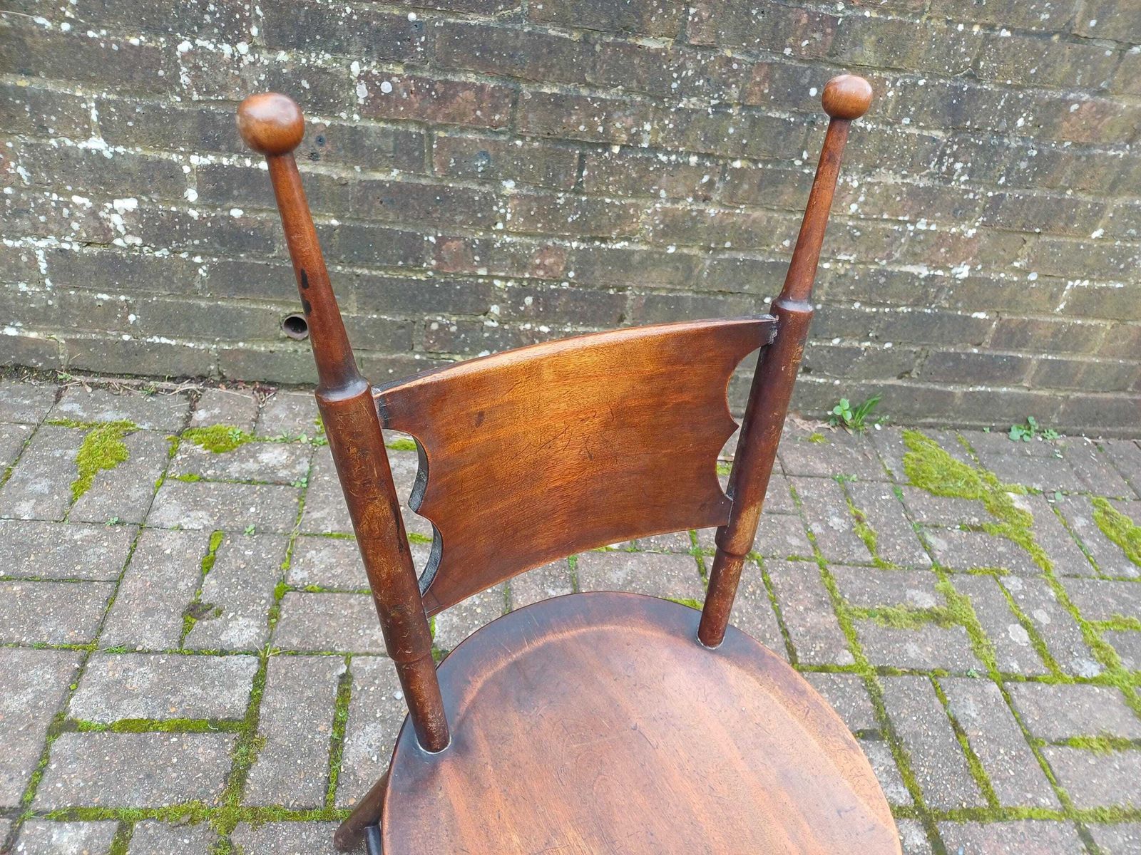 photo for sale Antique Mahogany Childs Chair Arts And Crafts Occasional Chair Rustic Folk Furniture Early 20th Century.