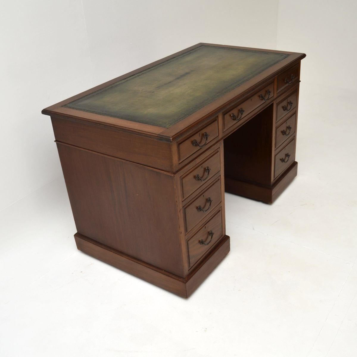 Antique Victorian Mahogany Leather Top Pedestal Desk photo buy