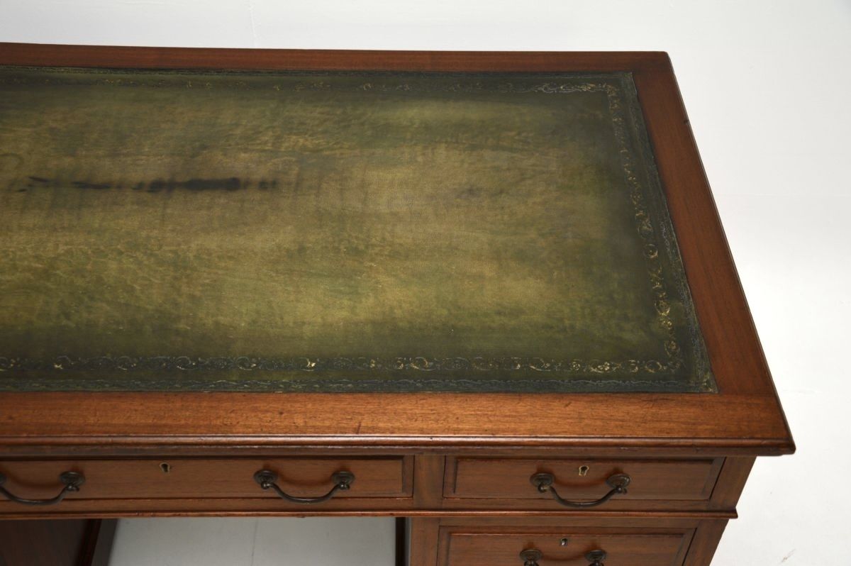 Furniture Antique Victorian Mahogany Leather Top Pedestal Desk photo