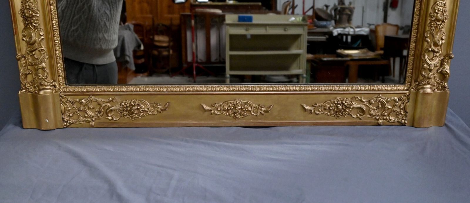 photo for sale Important Gilded Wood Mirror, Restoration Style – 19th Century